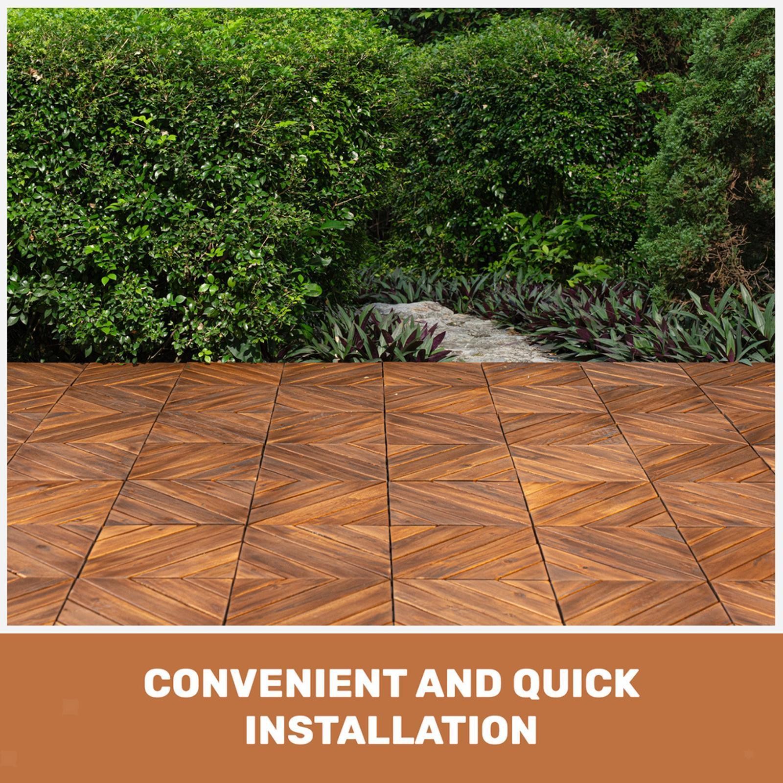 Waterproof Interlocking Deck Tiles 27PCS, 12×12 Inch Acacia Wood, Outdoor