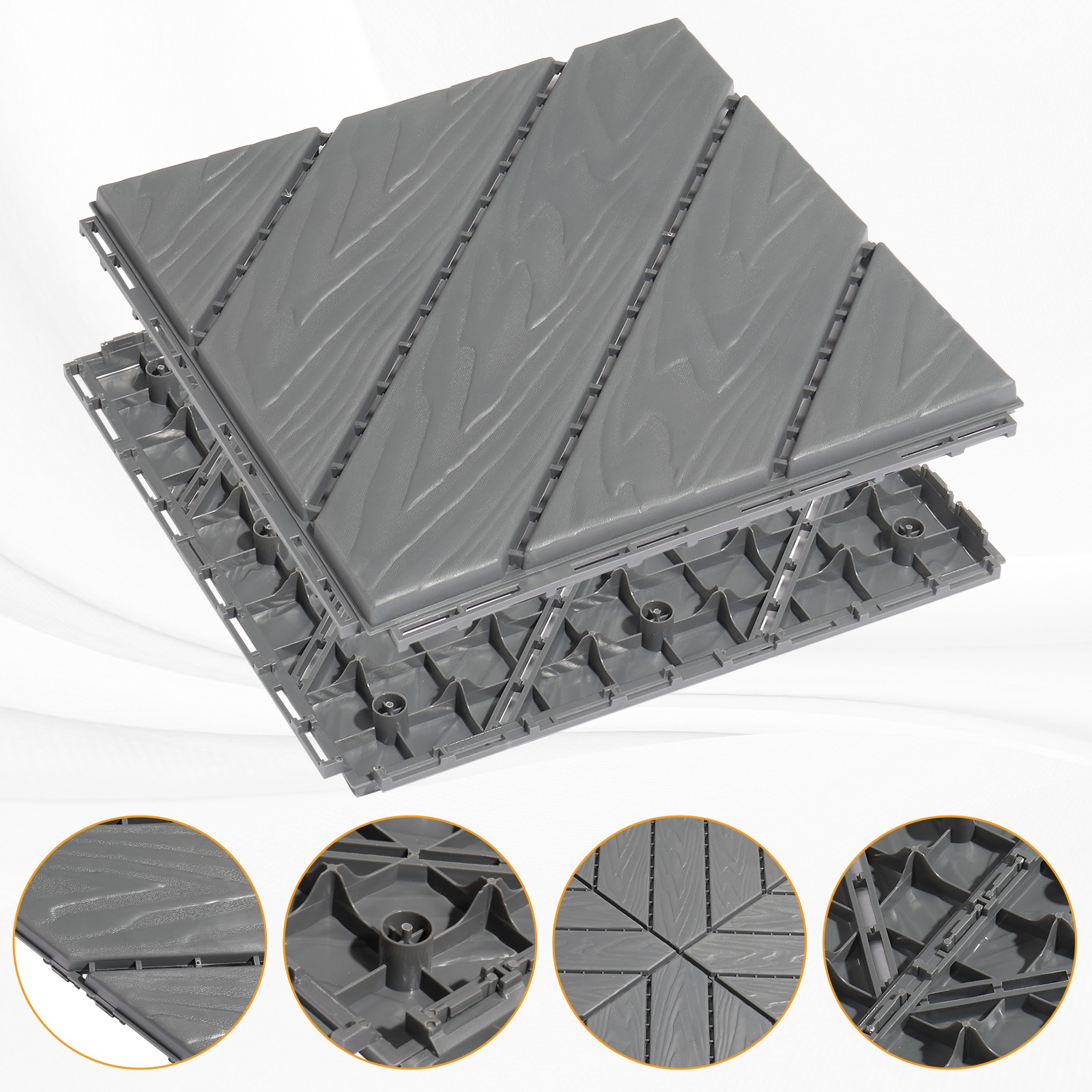 27PCS 12″ Outdoor Living Patio Deck Tiles, Plastic Outdoor Flooring Interlocking