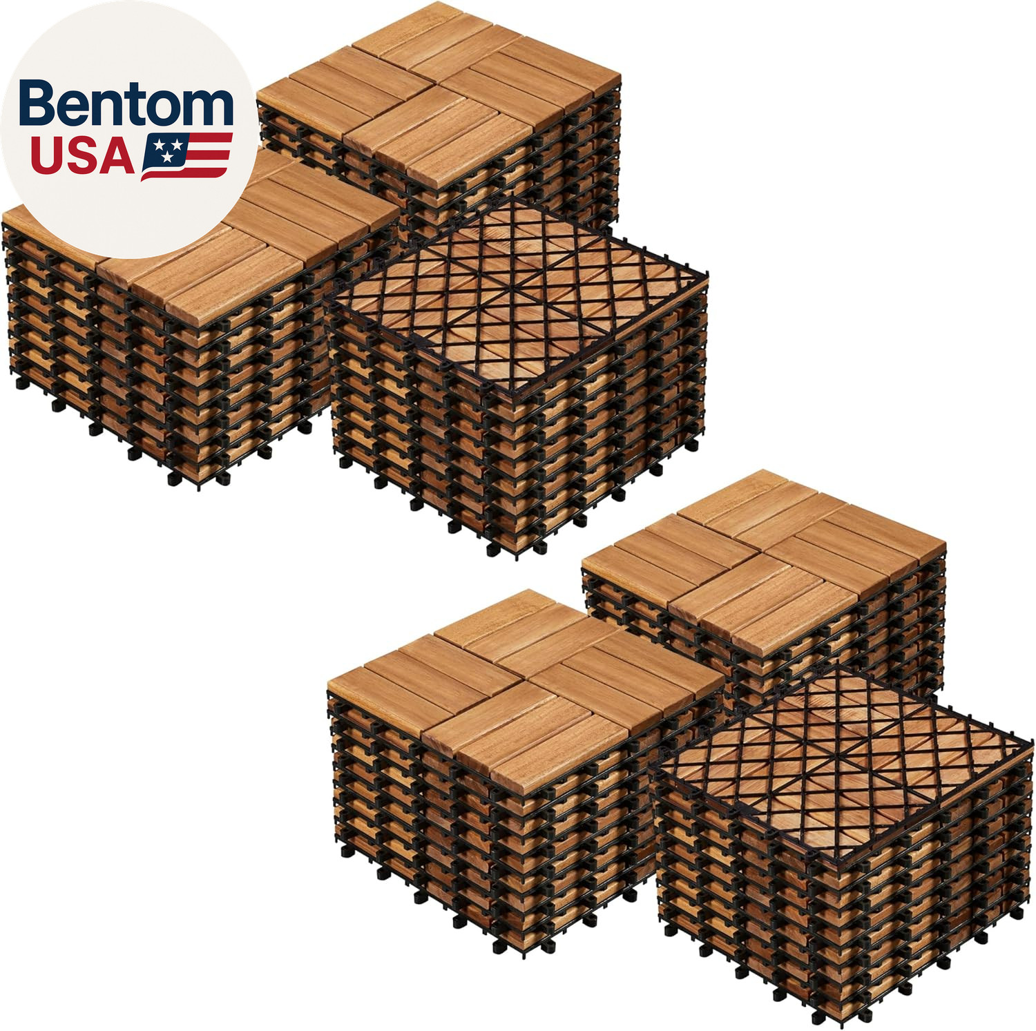 54Pcs Hardwood Interlocking Patio Deck Tiles Acacia Waterproof Wood Flooring Til