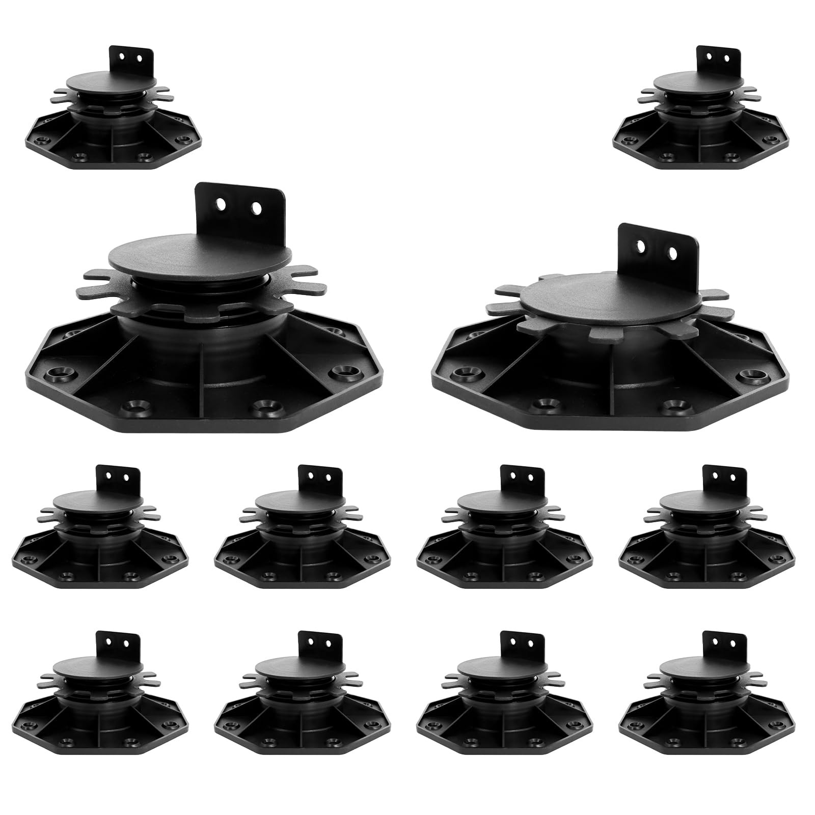 12 Pack Adjustable Deck Support Pedestal, Heavy Duty Deck Foundation Base, He…