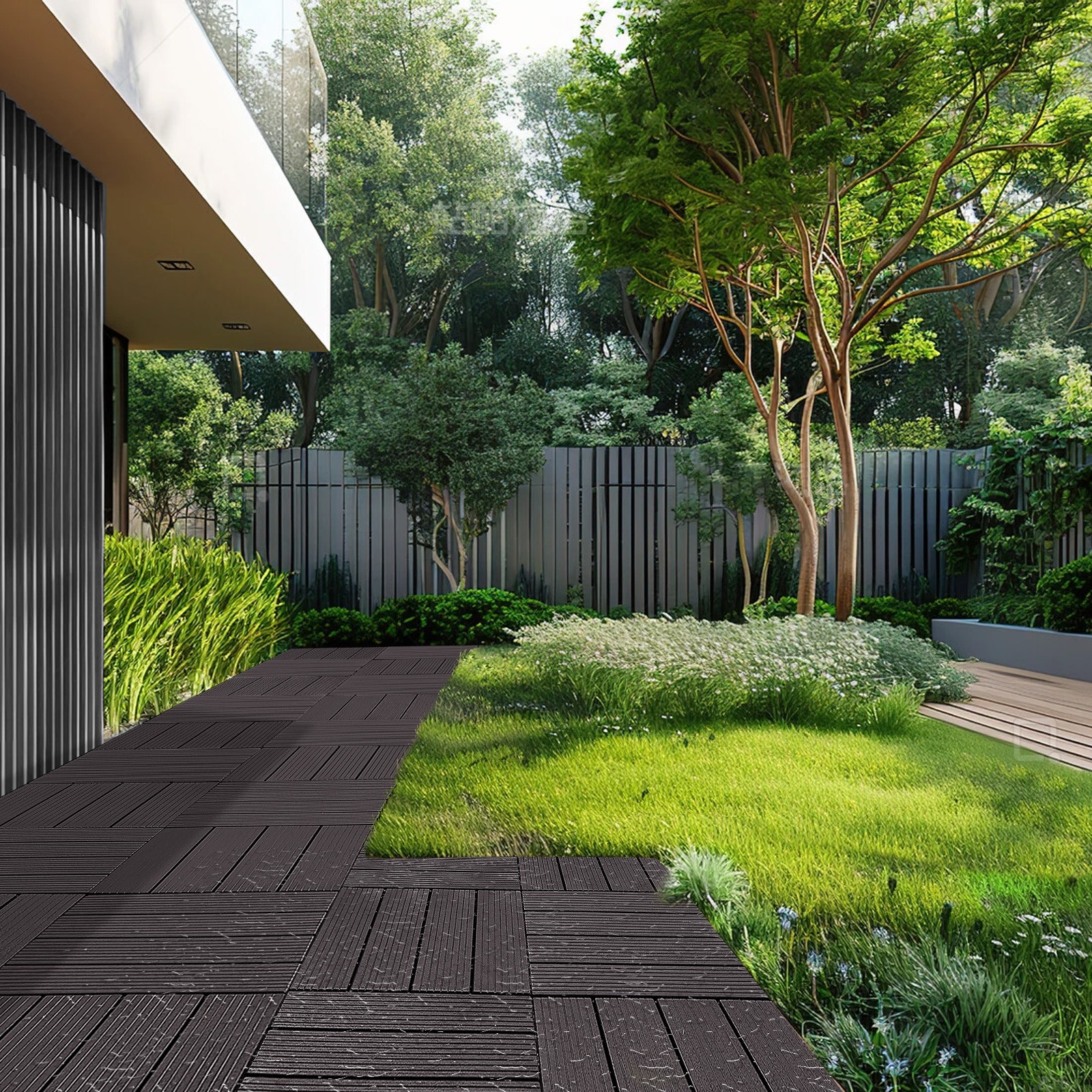 Interlocking Deck Tiles 10 Pack 12″x12″ Waterproof 10sq.ft Patio Dark Brown