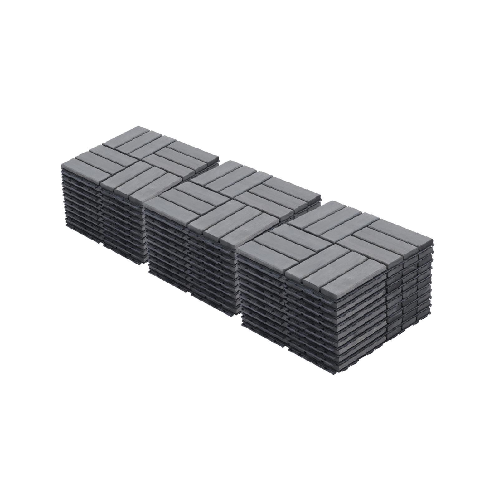30 PCS Interlocking Deck Tiles Checker Pattern, 12″ x 12″ Square Light Gray