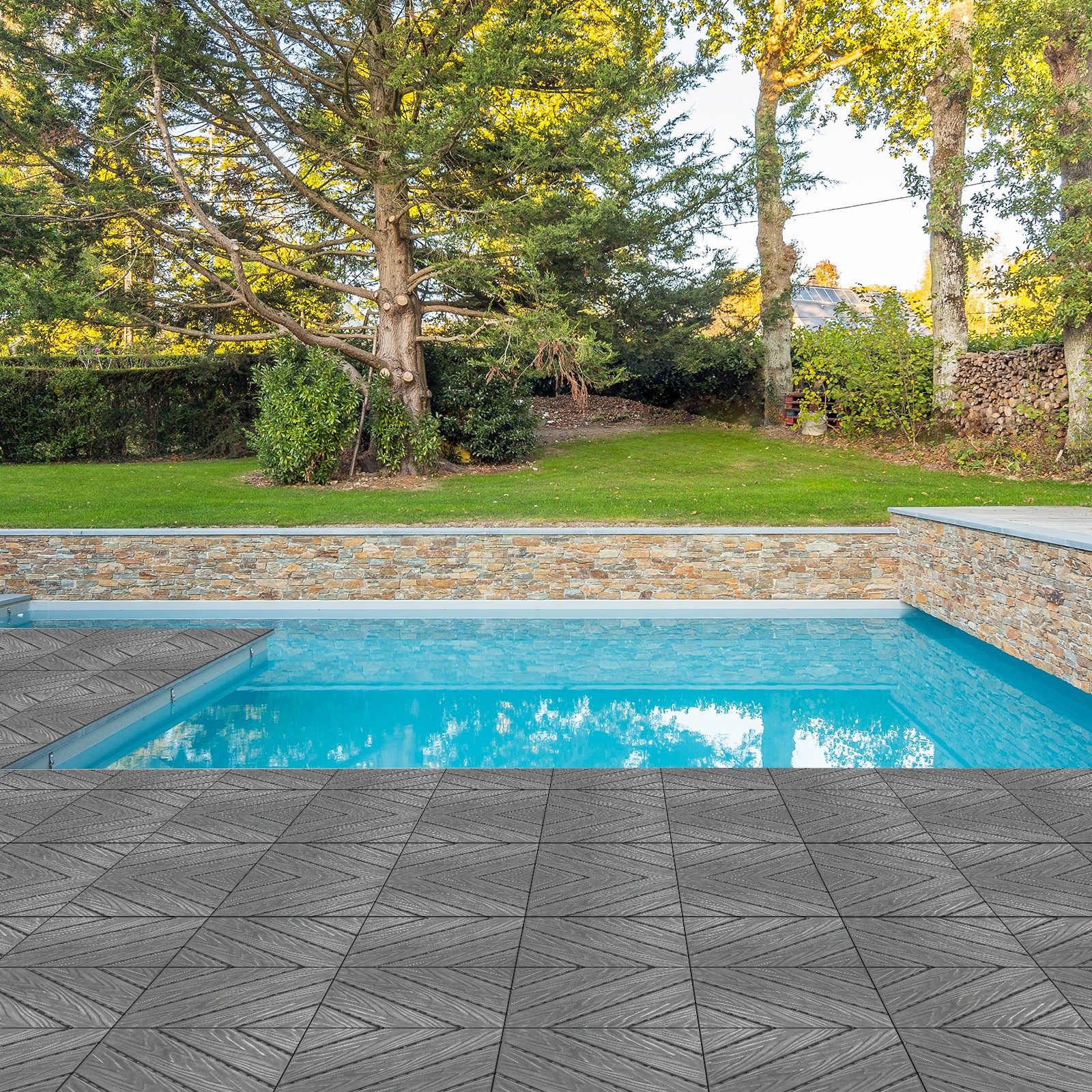 27pcs Plastic Interlocking Deck Tiles 12″x12″ Waterproof Flooring Tiles Outdoor