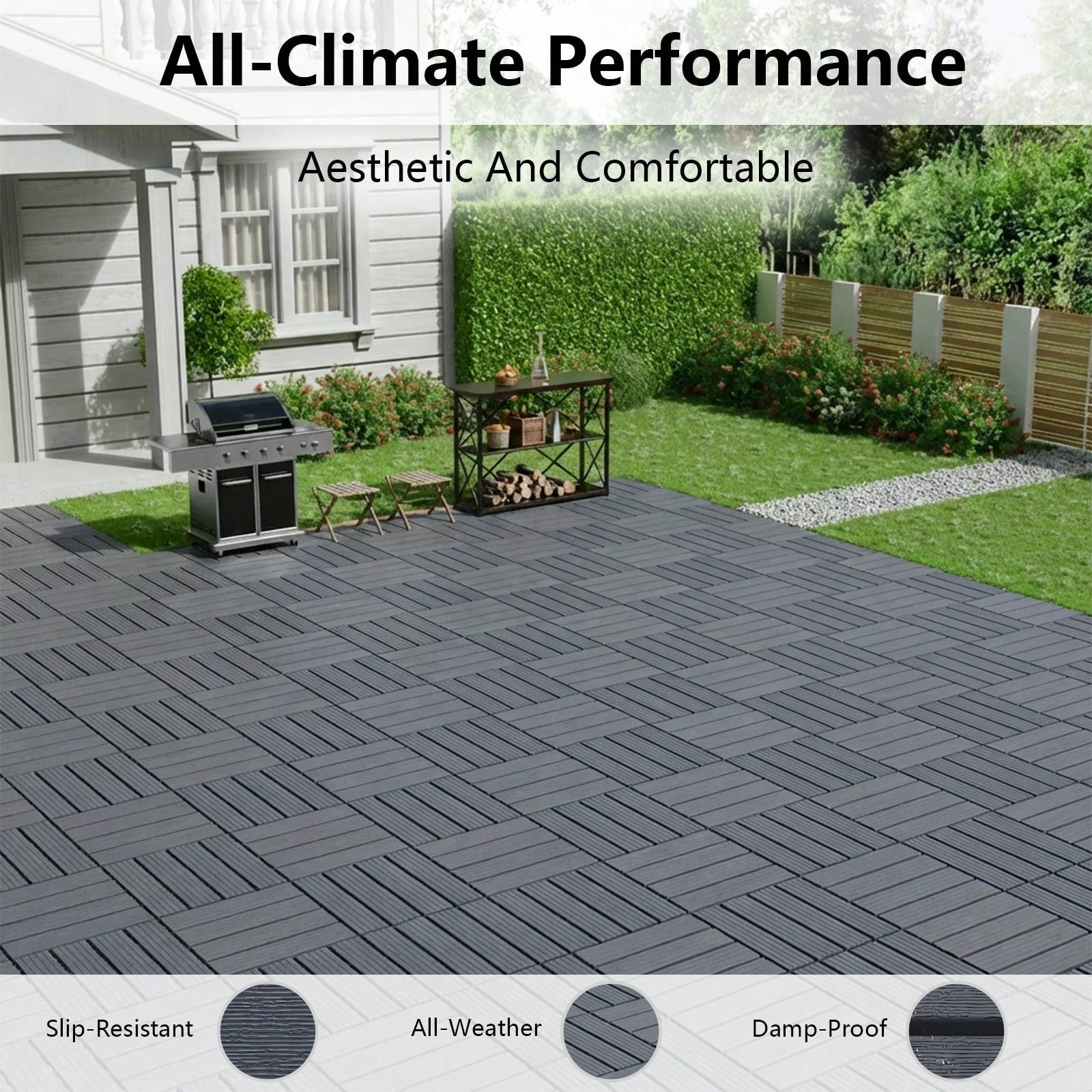 44 Pcs Plastic Interlocking Deck Tiles 12×12 Waterproof Outdoor Patio Floor New