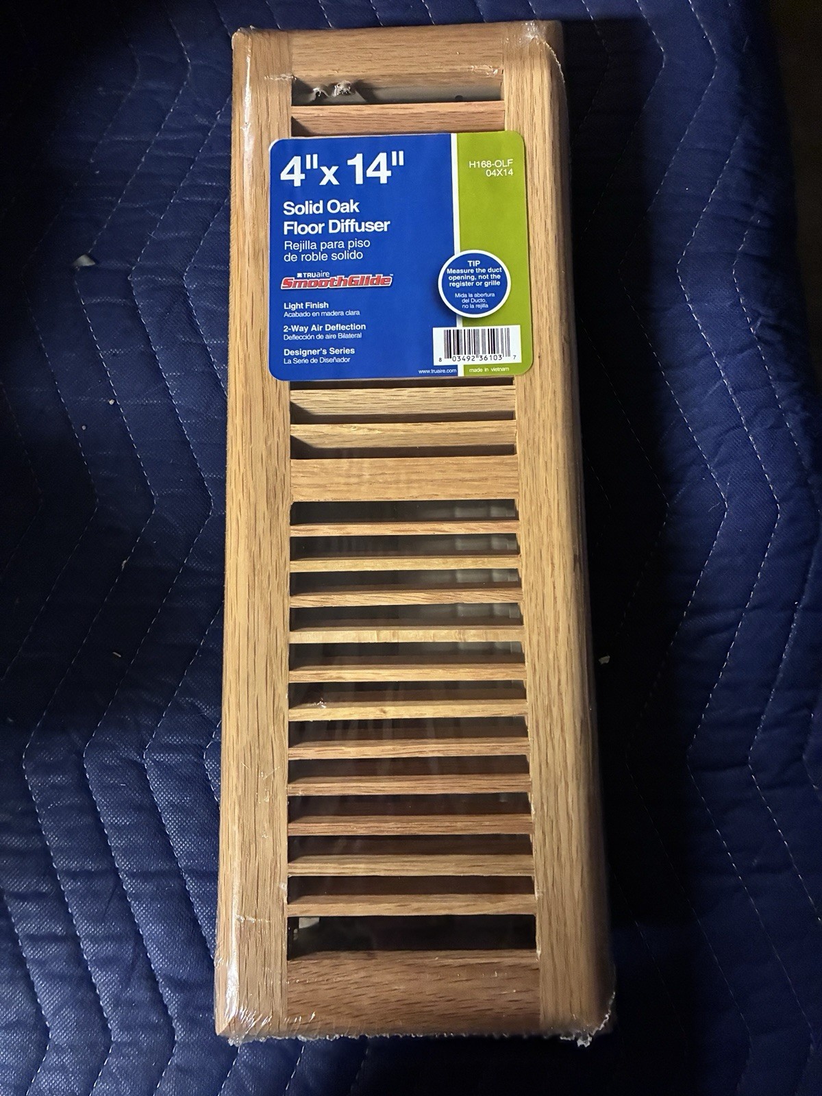 Truaire Solid Oak 4”x14” Floor Diffuser Smoothglide LightFinishOpen Box H168-OLF