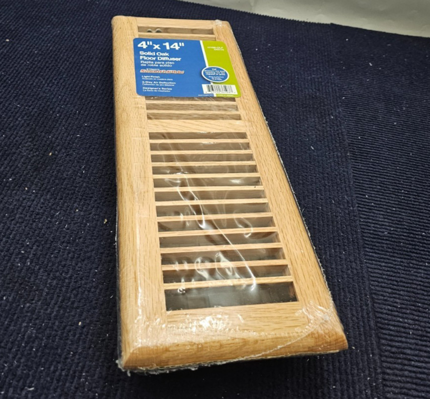 TRUAIRE H168-OLF SmoothGlide 4″ x 14″ Solid Oak Floor Diffuser – Light Finish
