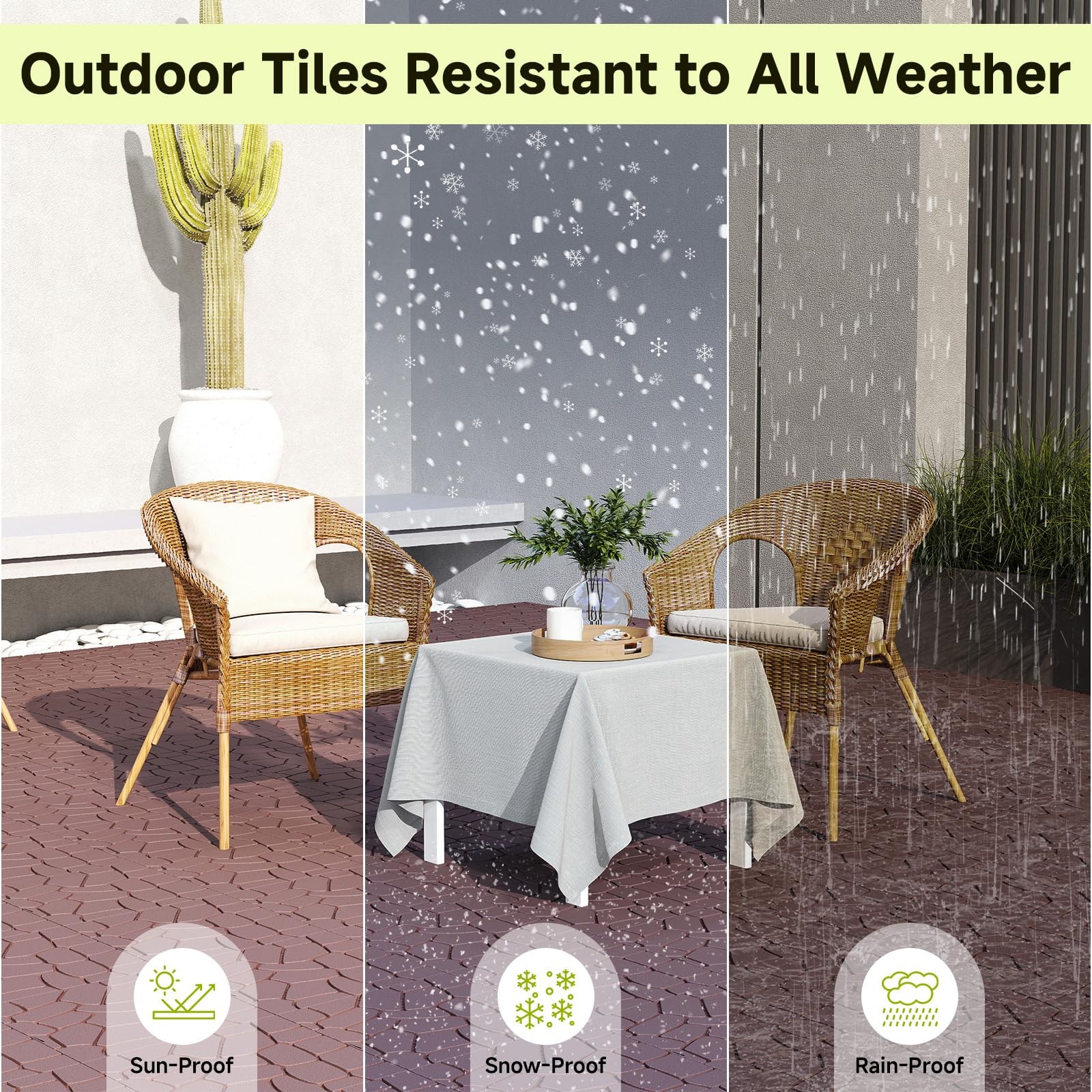 44 PCS Interlocking Deck Tiles, 12″ X 12″ Plastic Deck Tiles Outdoor Waterpro…