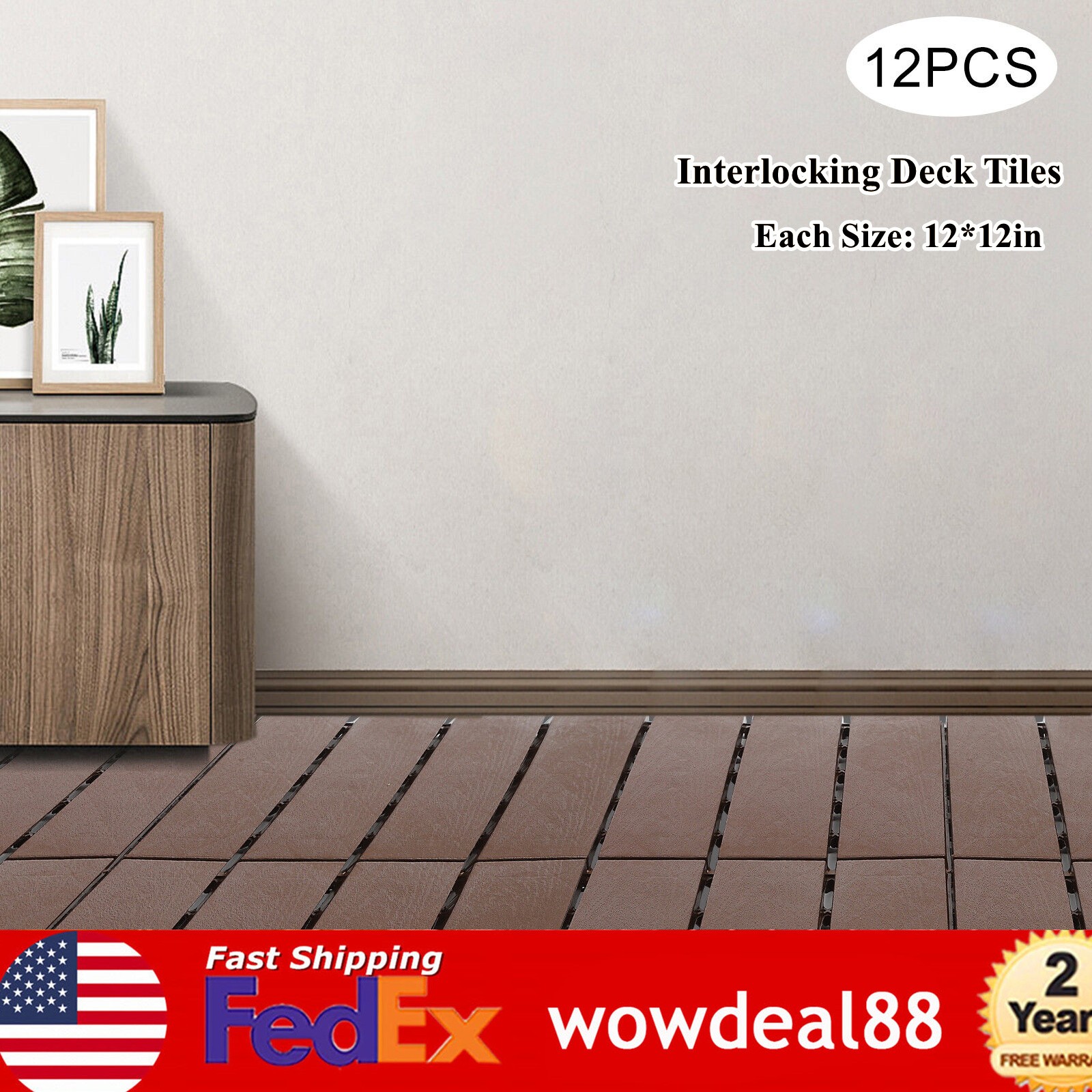 12Pcs Plastic Interlocking Deck Tiles 12×12 in Outdoor Patio Flooring Waterproof