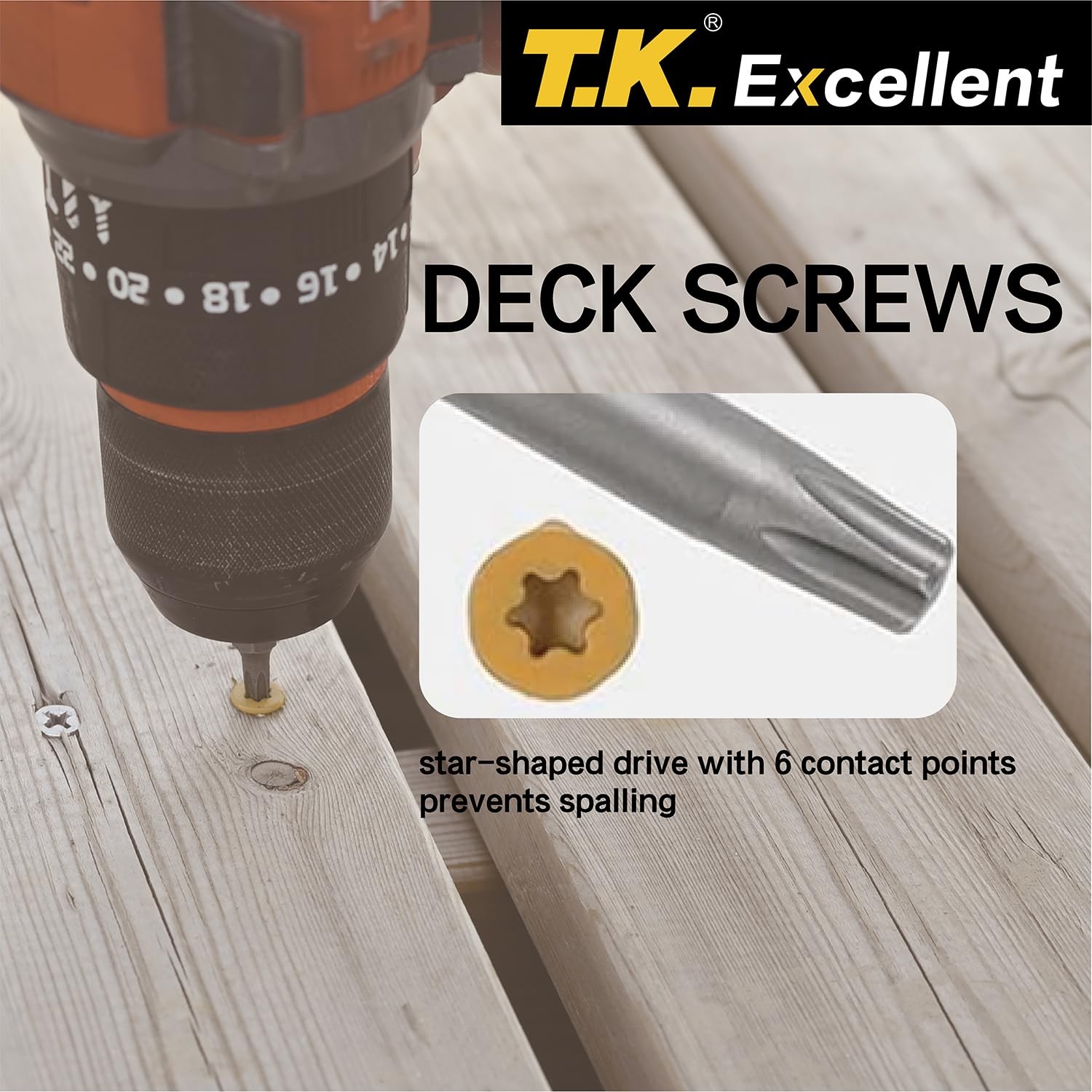T.K.Excellent Deck Screws 2-1/2 Inch Wood #9 x #9×2-1/2, Bright Yellow