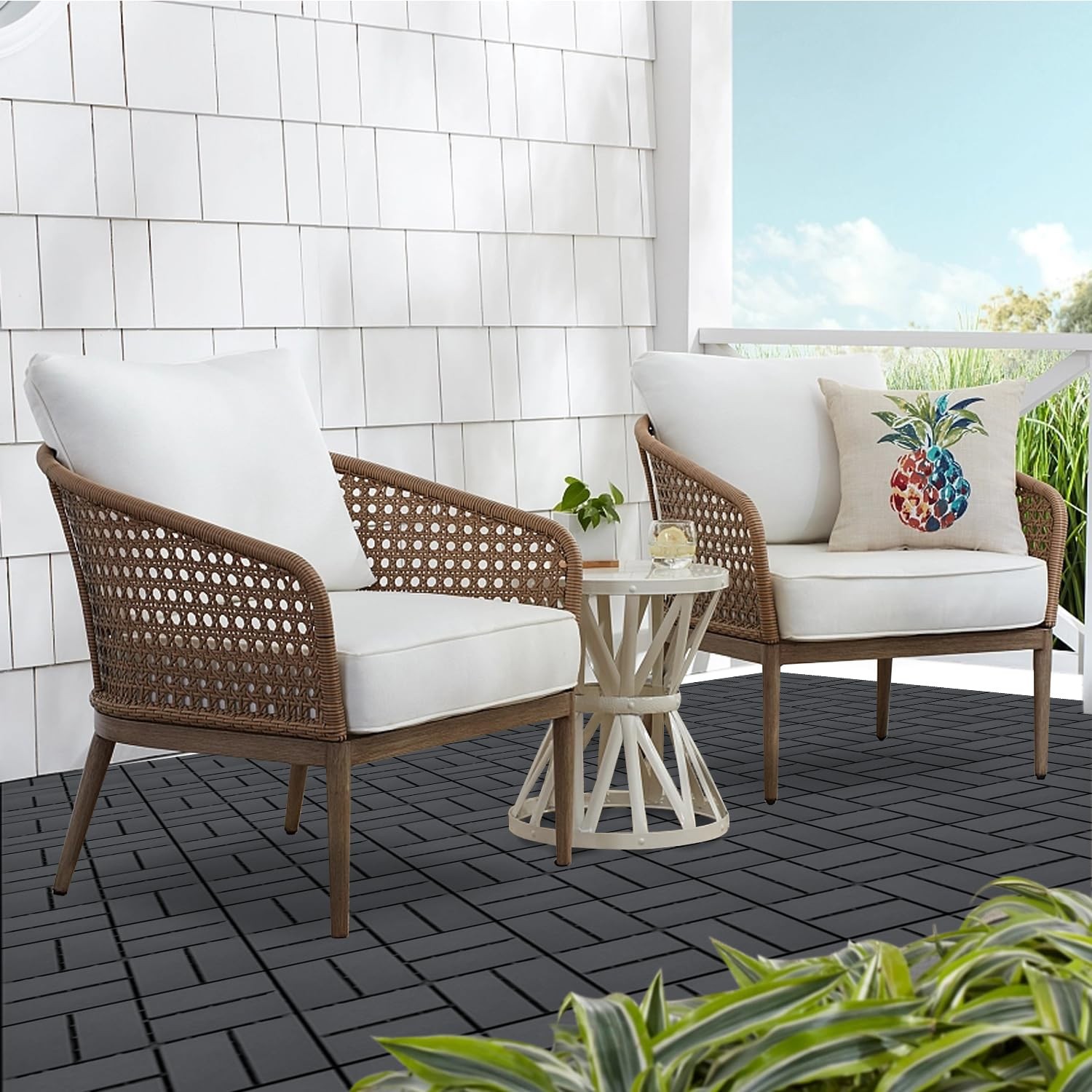 Plastic Interlocking Deck Tiles Outdoor All Weather Waterproof 36 PCS 12″”x12…