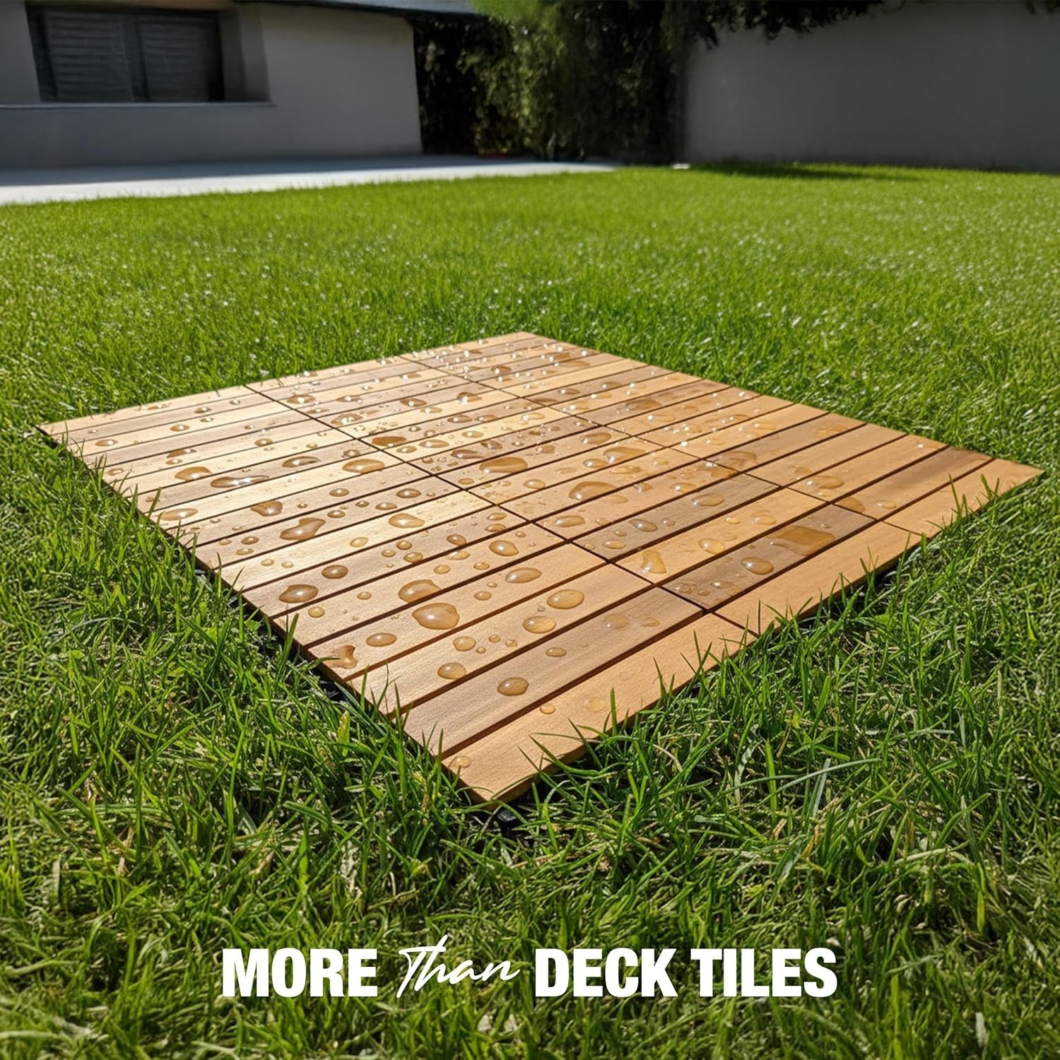 Premium Acacia Wood Interlocking Deck Tiles, 9 PCS 12″X12″X0.9″ Floor Tiles, Wat