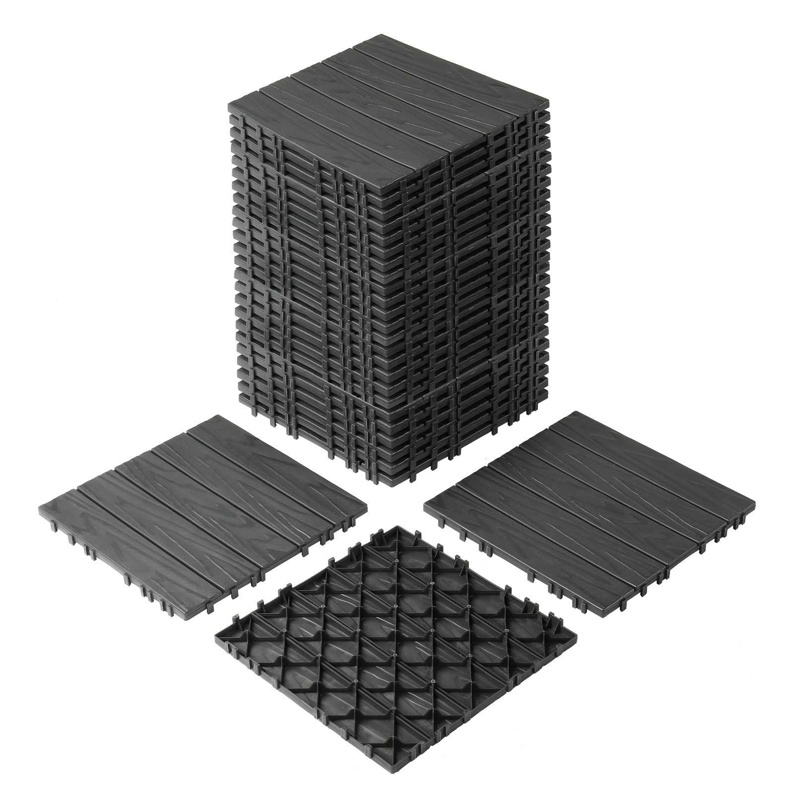 27 Pcs Plastic Deck Tiles 12″ x 12″ Deck Tiles Interlocking Outdoor All Weather