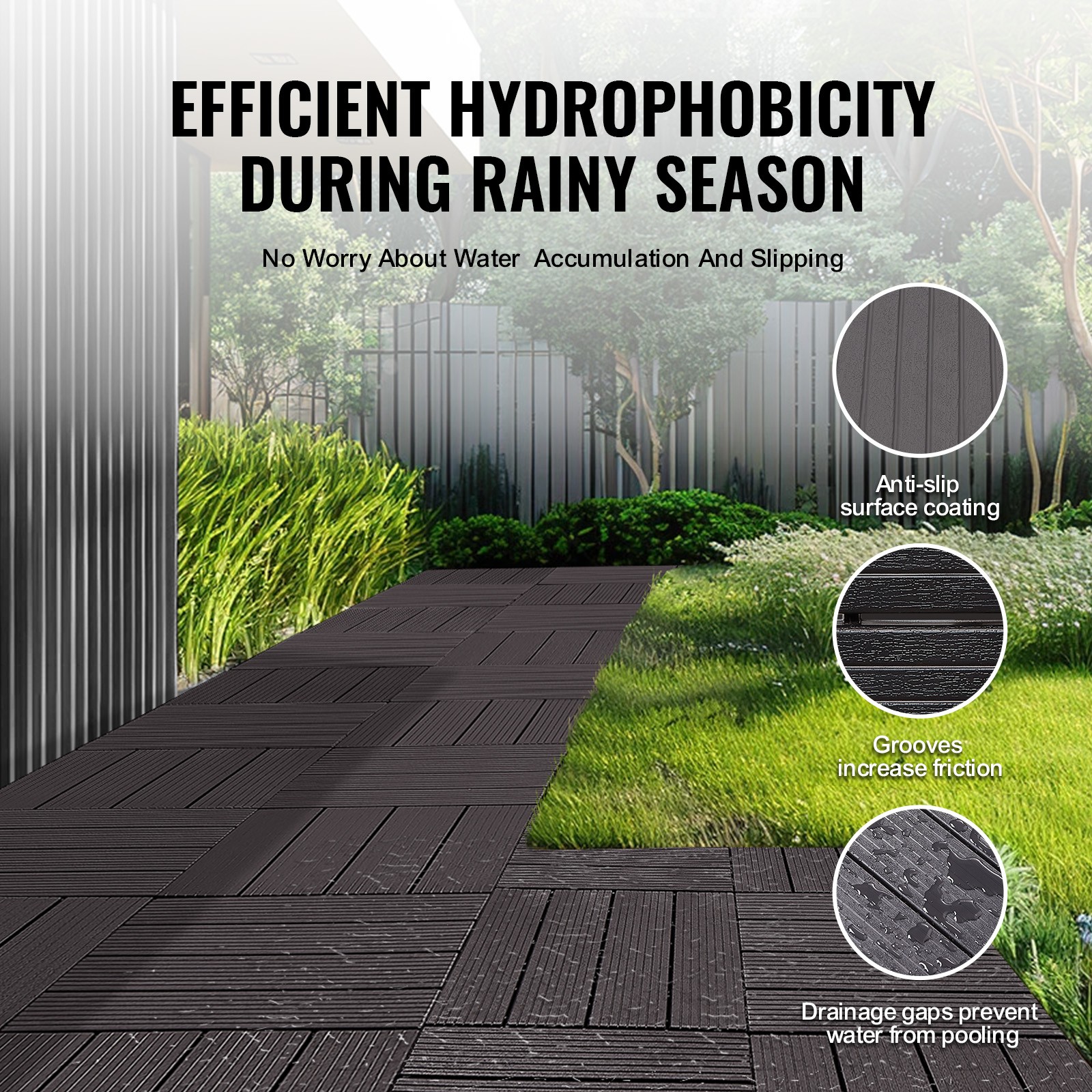 Uimoso Interlocking Deck Tiles 36 Pack 11.6″x11.6″ Waterproof Porch Dark Brown