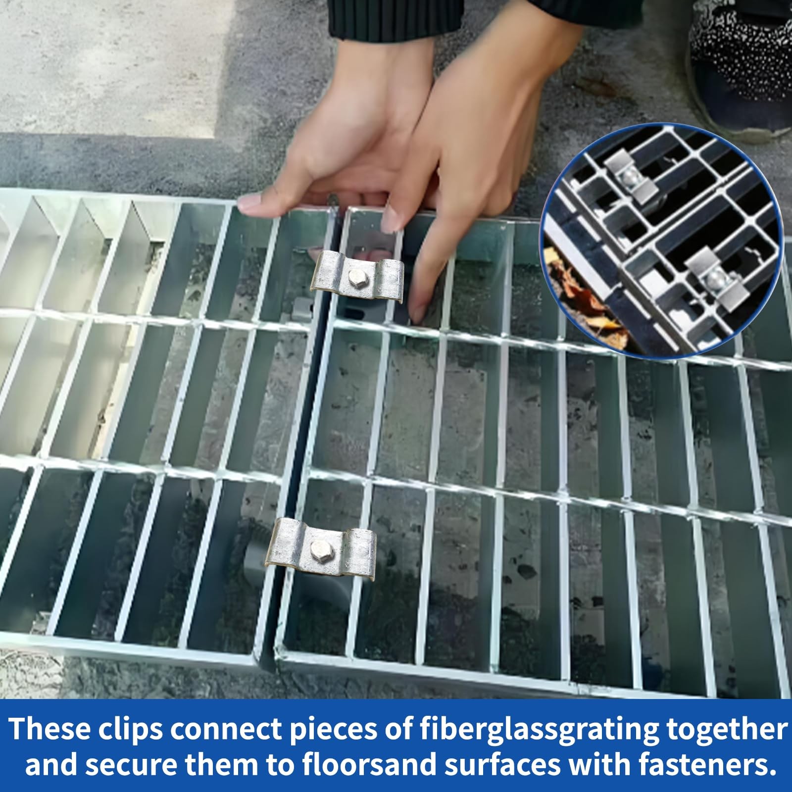 50 Pcs Stainless Steel Grating Clips for Drainage, Walkways, and Flooring