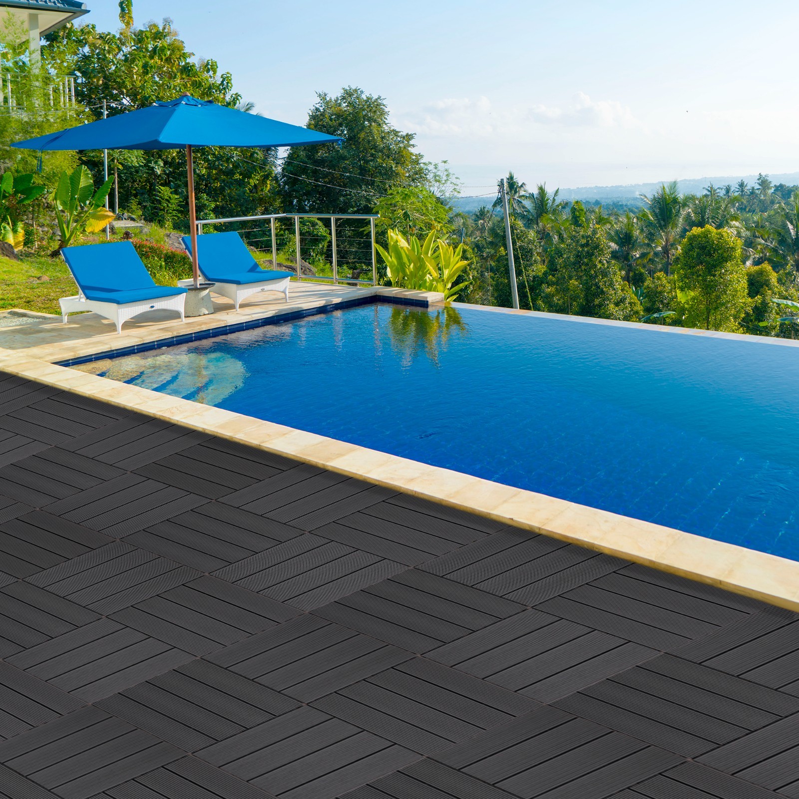 9Pack Waterproof Outdoor and Indoor Flooring for Patio, Balcony, Porch, Backyard