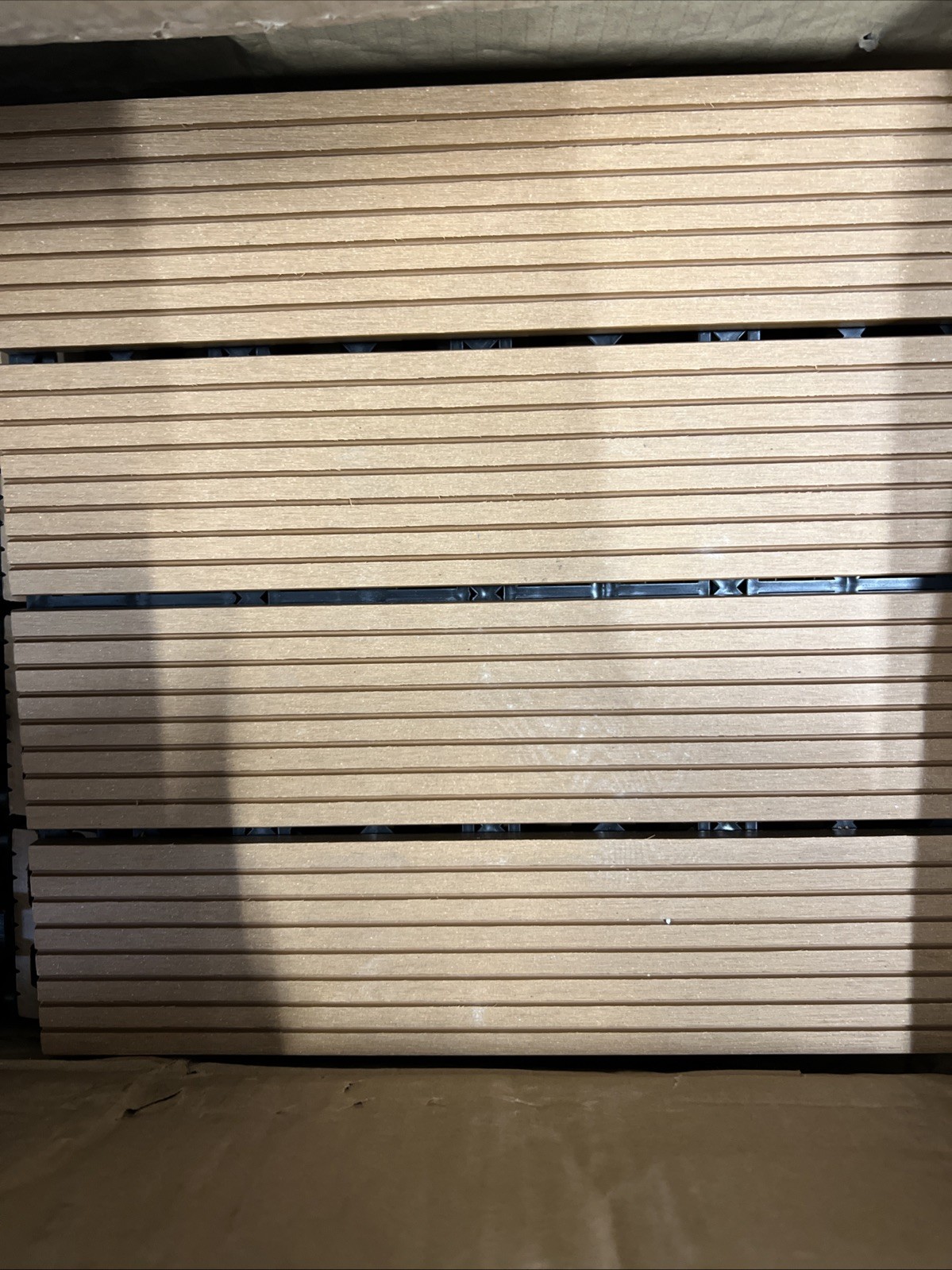 OutdoorZ Interlocking 12-Inch Deck Tiles, 27 Tiles – 12″ x 12″, Plank Honey O…