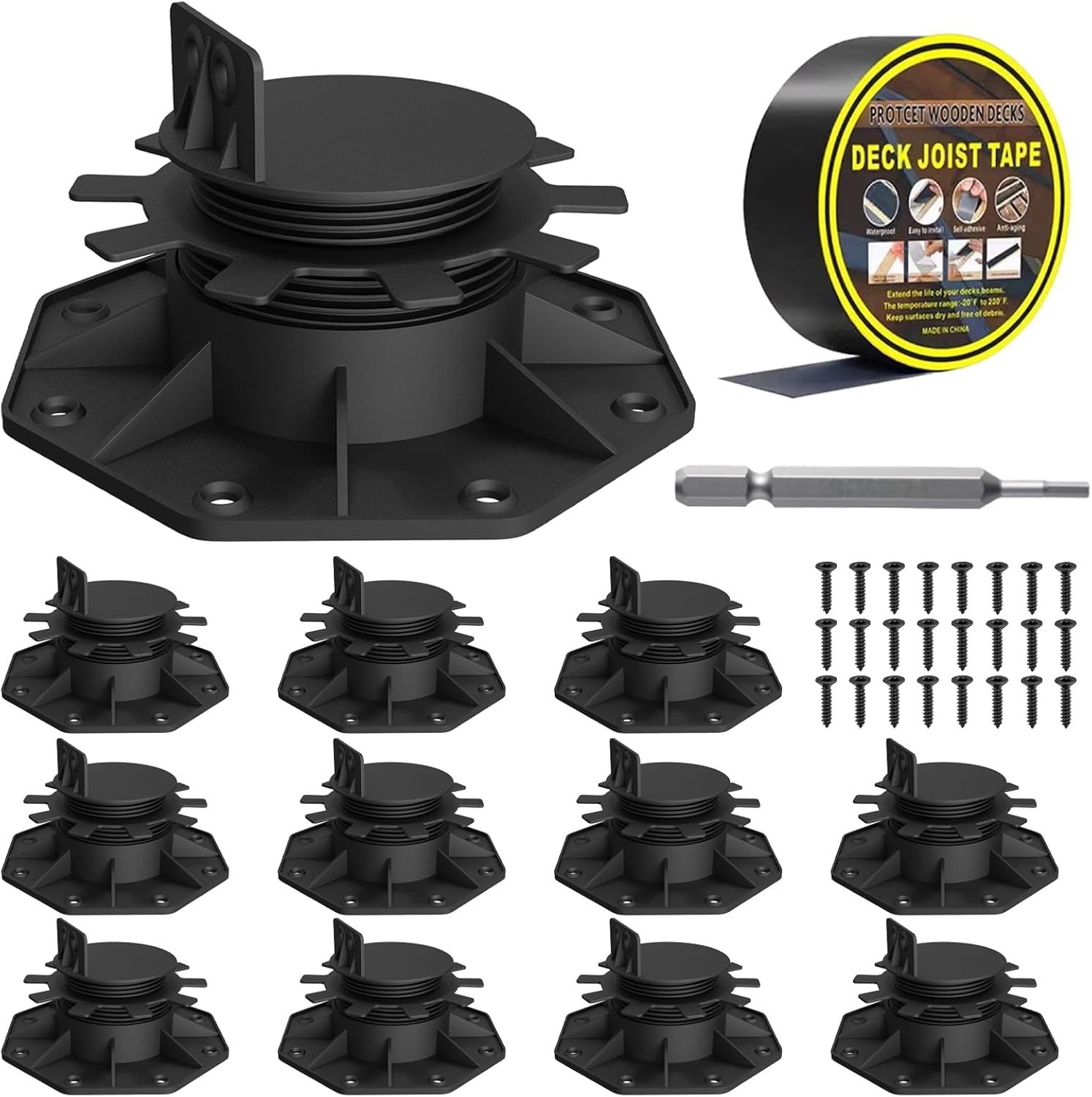 Durable 12-Pack Deck Support Pedestals for 2×4 & 2×6 Joists – Easy Installation