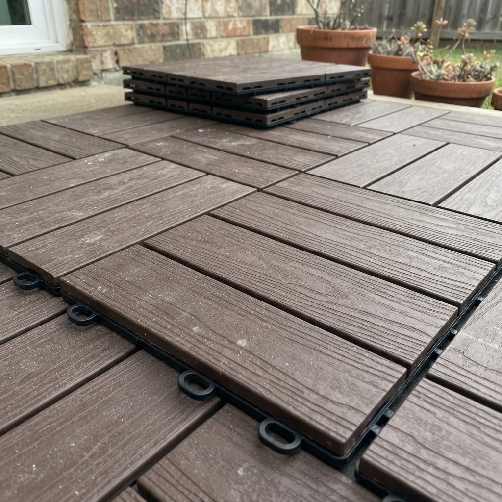 Versatile 4-Pcs Interlocking Deck Tiles – Durable and Anti-Slip Outdoor Flooring