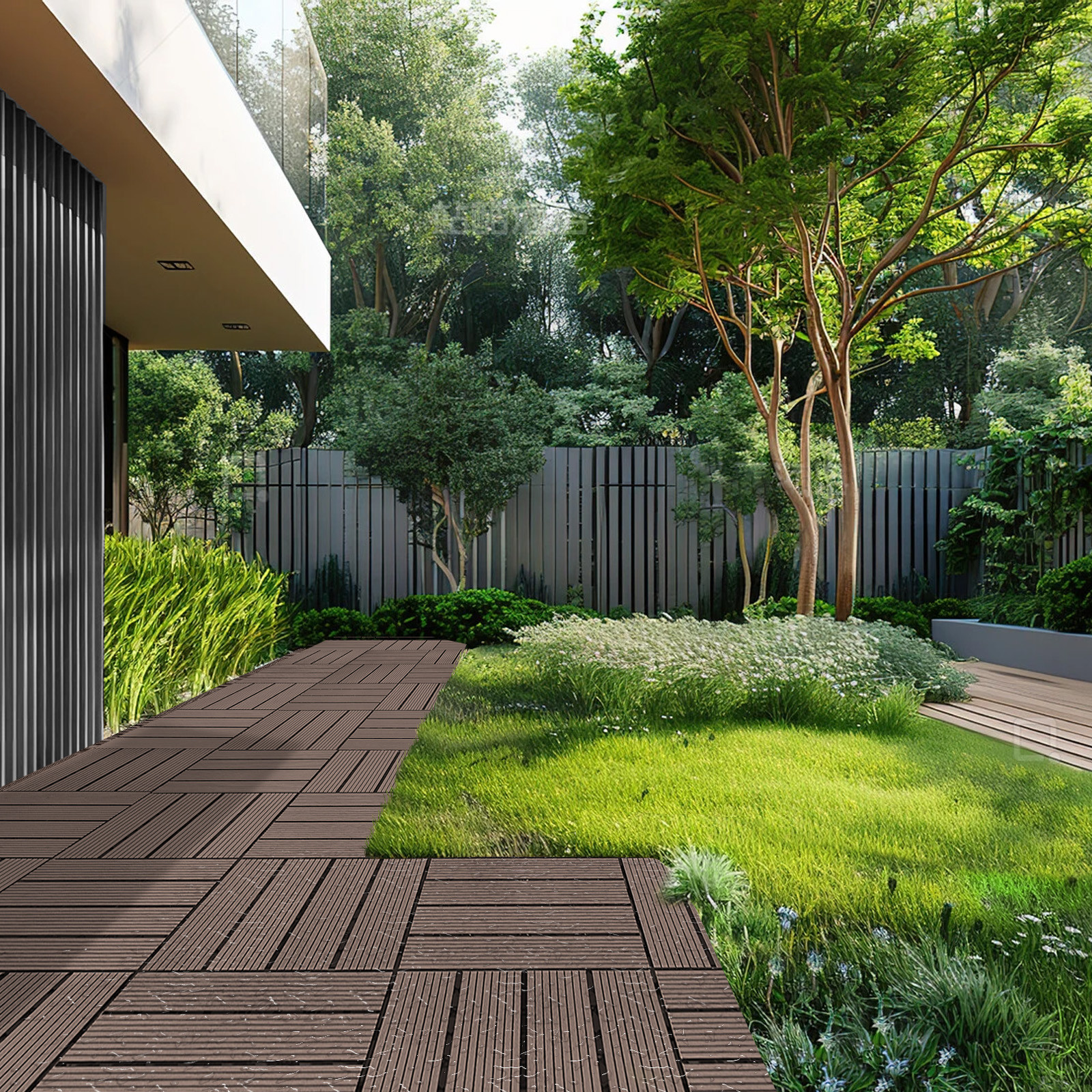 VEVOR 27pcs Deck Patio Tile Interlocking Plastic Wood Flooring Pavers 12”x12”