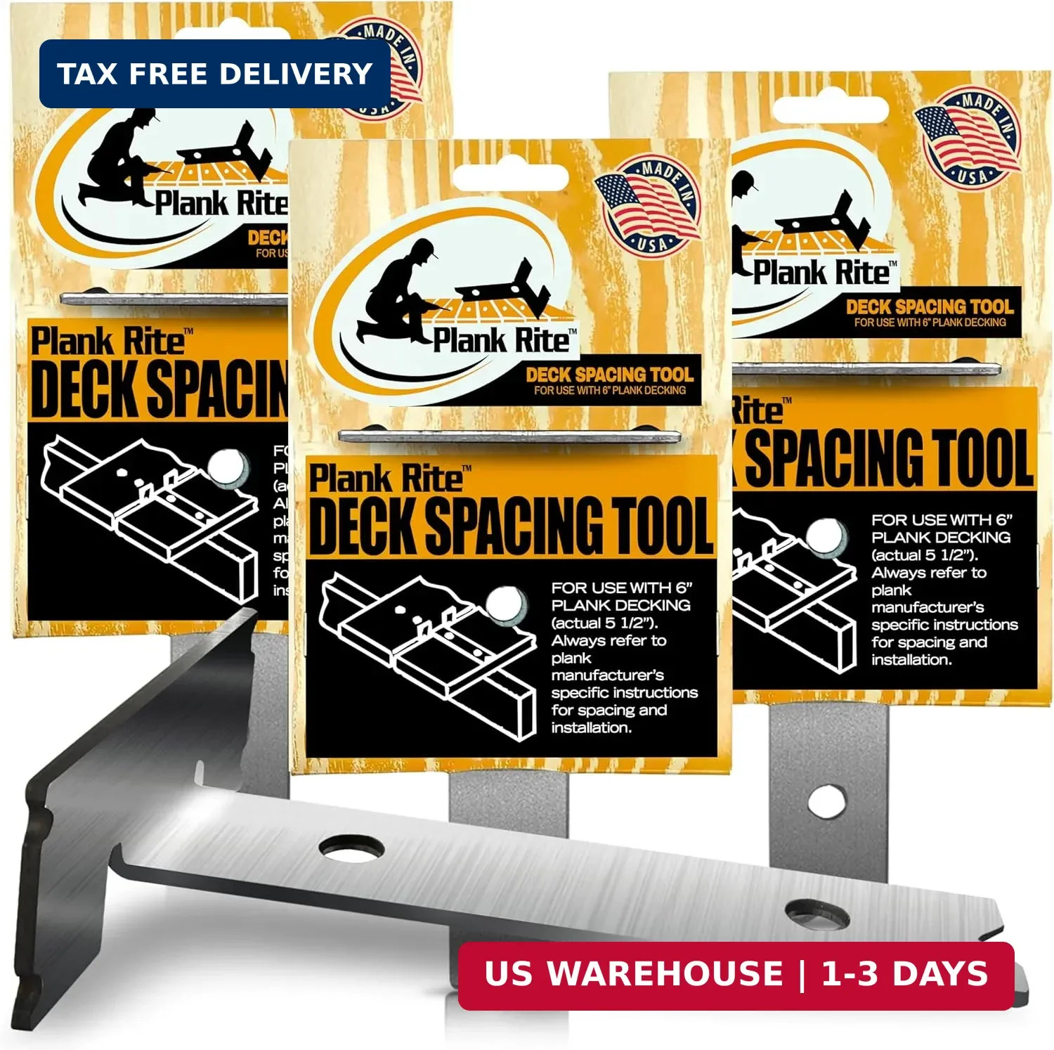 Steel Deck Spacing and Fastening Tool 3 Pack for Use with 5-1/2 Inch Deck Boards