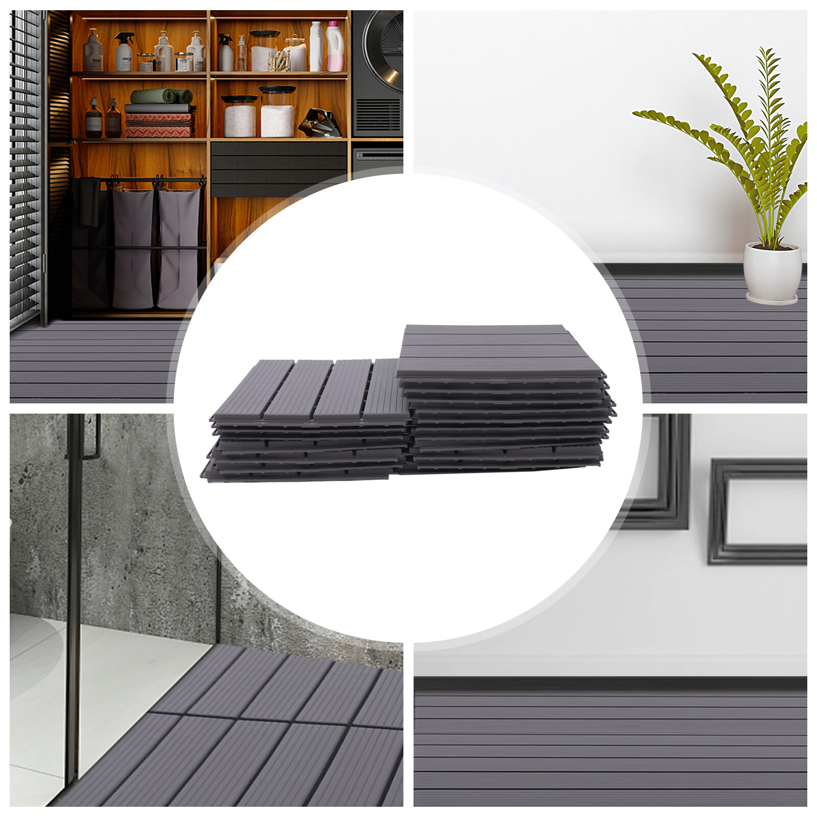 PP Plastic Composite Patio Deck Tiles Non-slip W/ Drainage System For Flooring