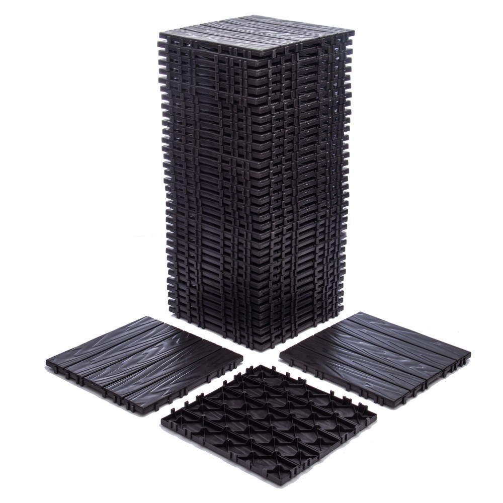 11.42″x11.42″ Plastic Interlocking Deck Tiles – 61.60 Sq.Ft Outdoor Plastic
