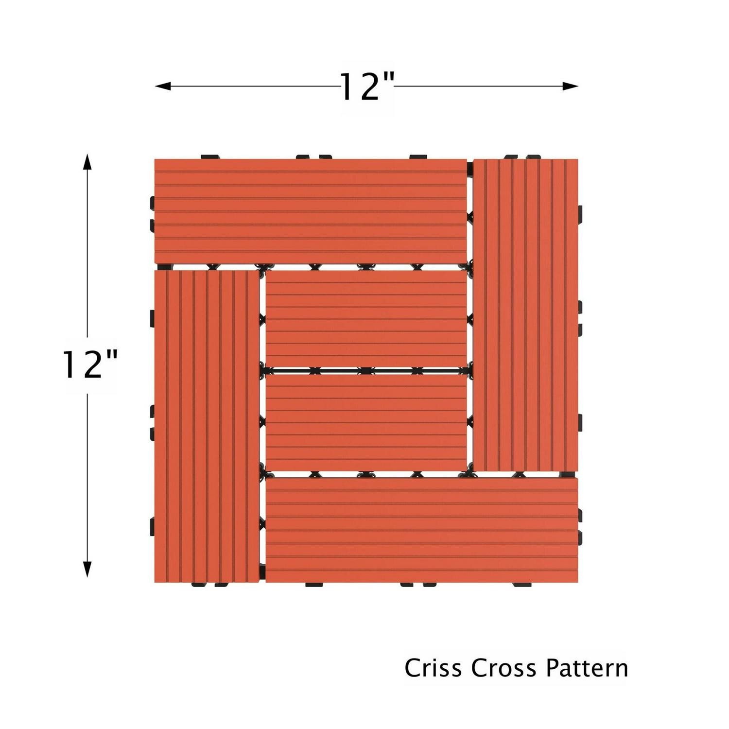 Patio And Deck Tiles- 6 Pcs, Interlocking Criss-Cross Pattern Weather And Slip
