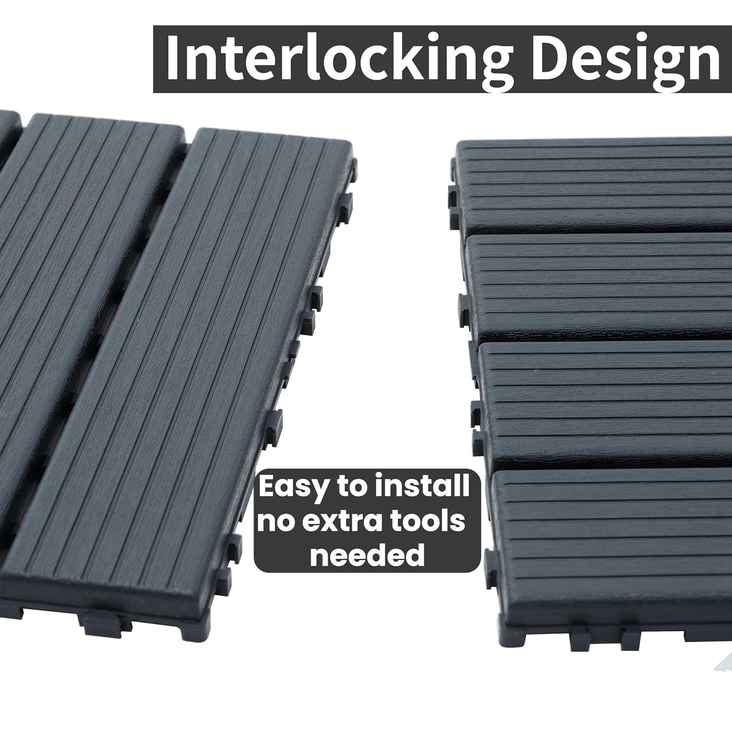 Plastic Interlocking Deck Tiles 44 PCS 12×12 Inches Waterproof Outdoor Patio