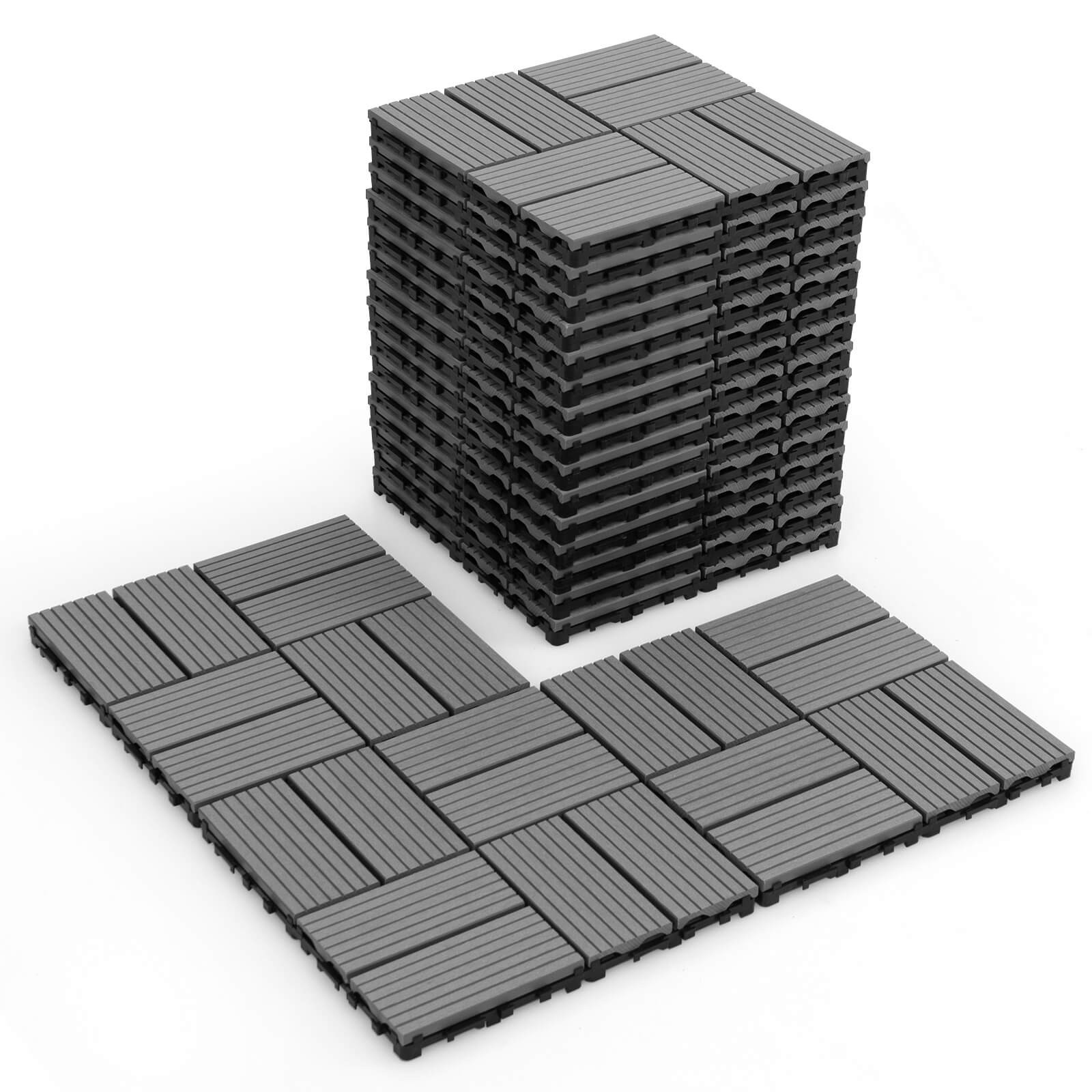 18PCS Interlocking Deck Tiles Waterproof All Weather Flooring Covering 12″ x 12″