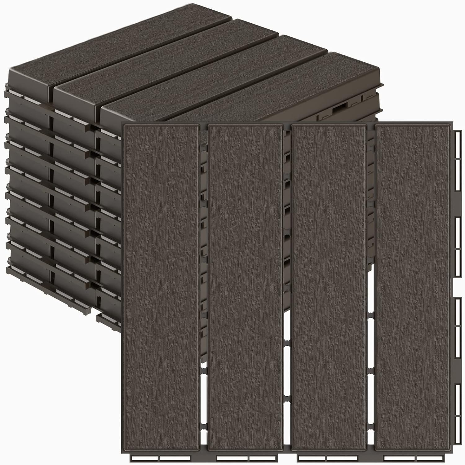 Goovilla Plastic Interlocking Deck Tiles 27-Pack 12x12in Waterproof Outdoor