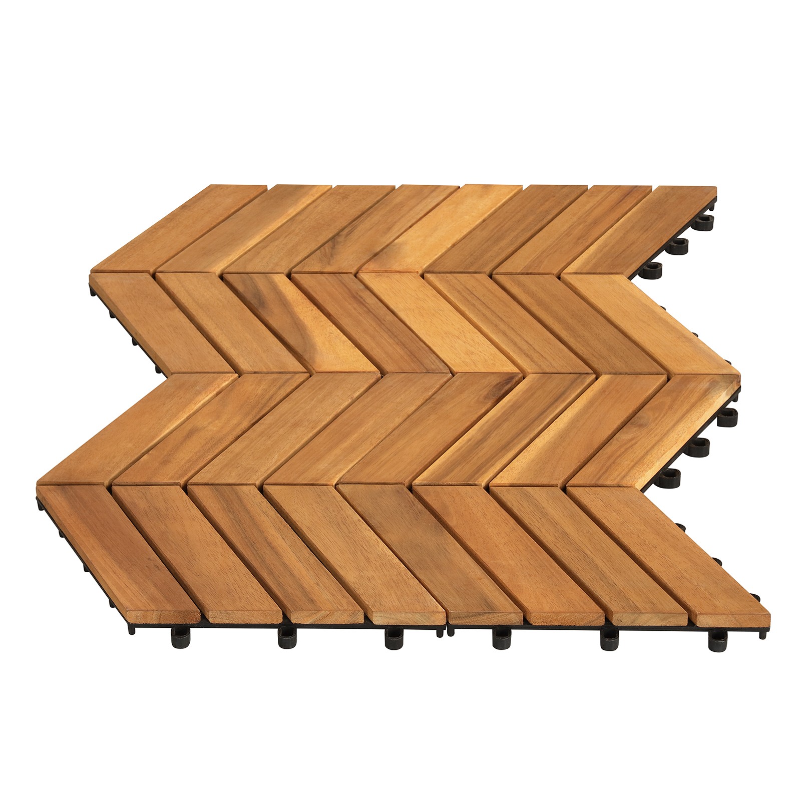 Acacia Wood Interlocking Deck Tiles, 30 PCS Waterproof Flooring Tiles,Natural