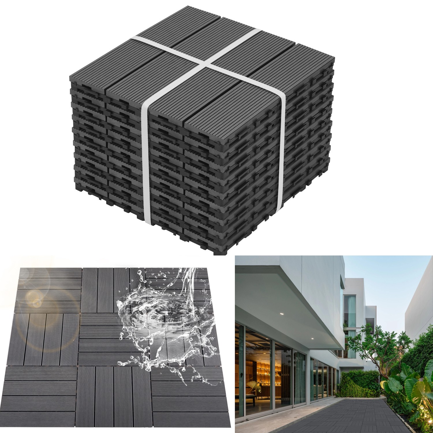 Waterproof Outdoor Indoor Flooring for Patio Backyard DIY Interlocking Deck Tile