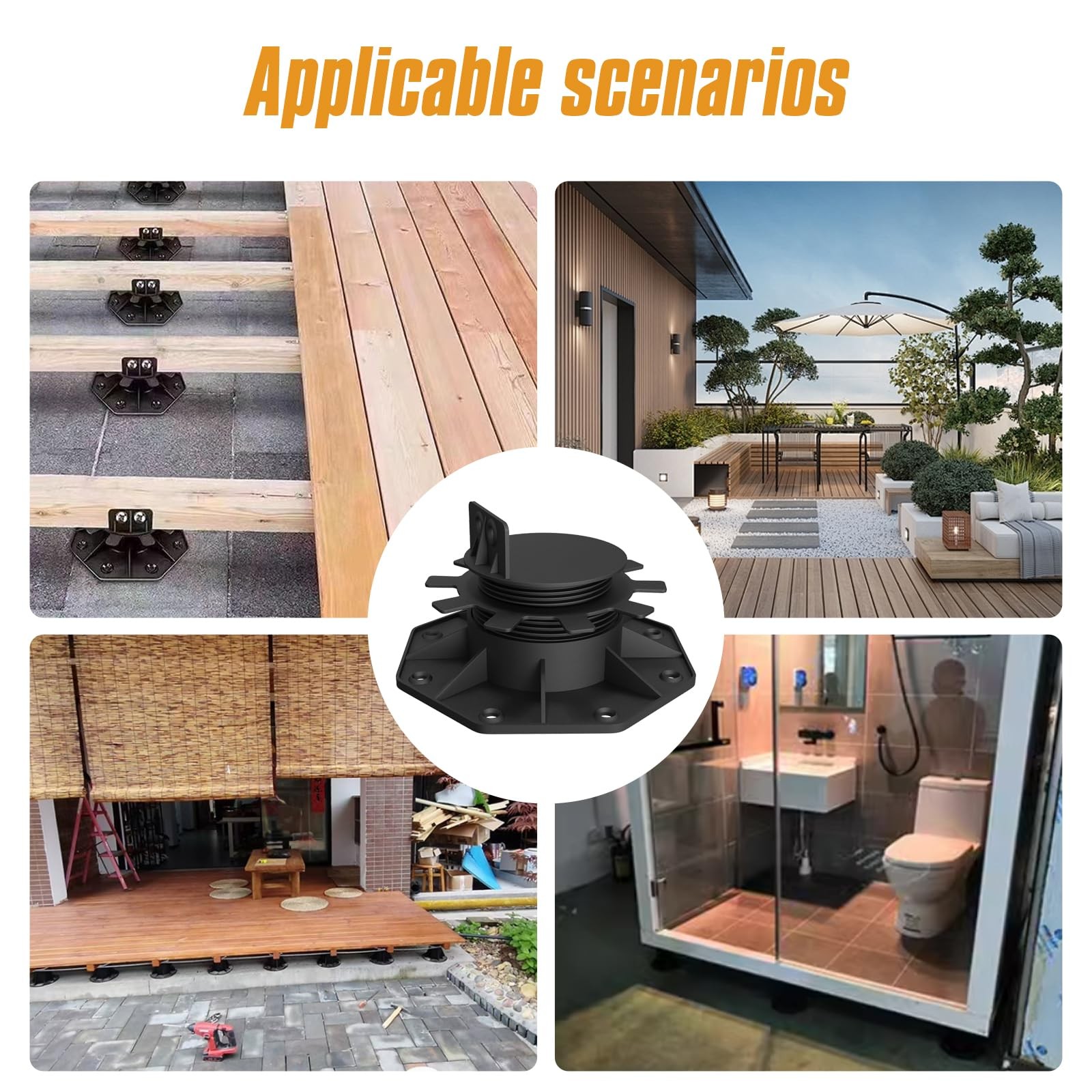 Adjustable Deck Support Pedestal 12 PCS Foundation Base 1-3/16 to 2-3/8 Inch