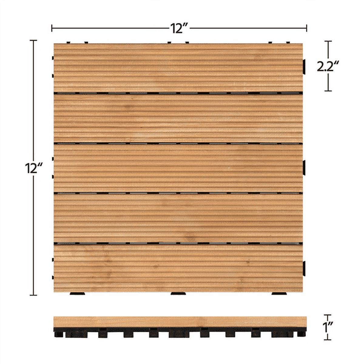 Indoor & Outdoor Wood Flooring 12″ x 12″ Tiles for Patio Garden, 27 Pieces