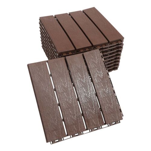 12Pcs Plastic Interlocking Deck Tiles 12×12 in Outdoor Patio Flooring Waterproof
