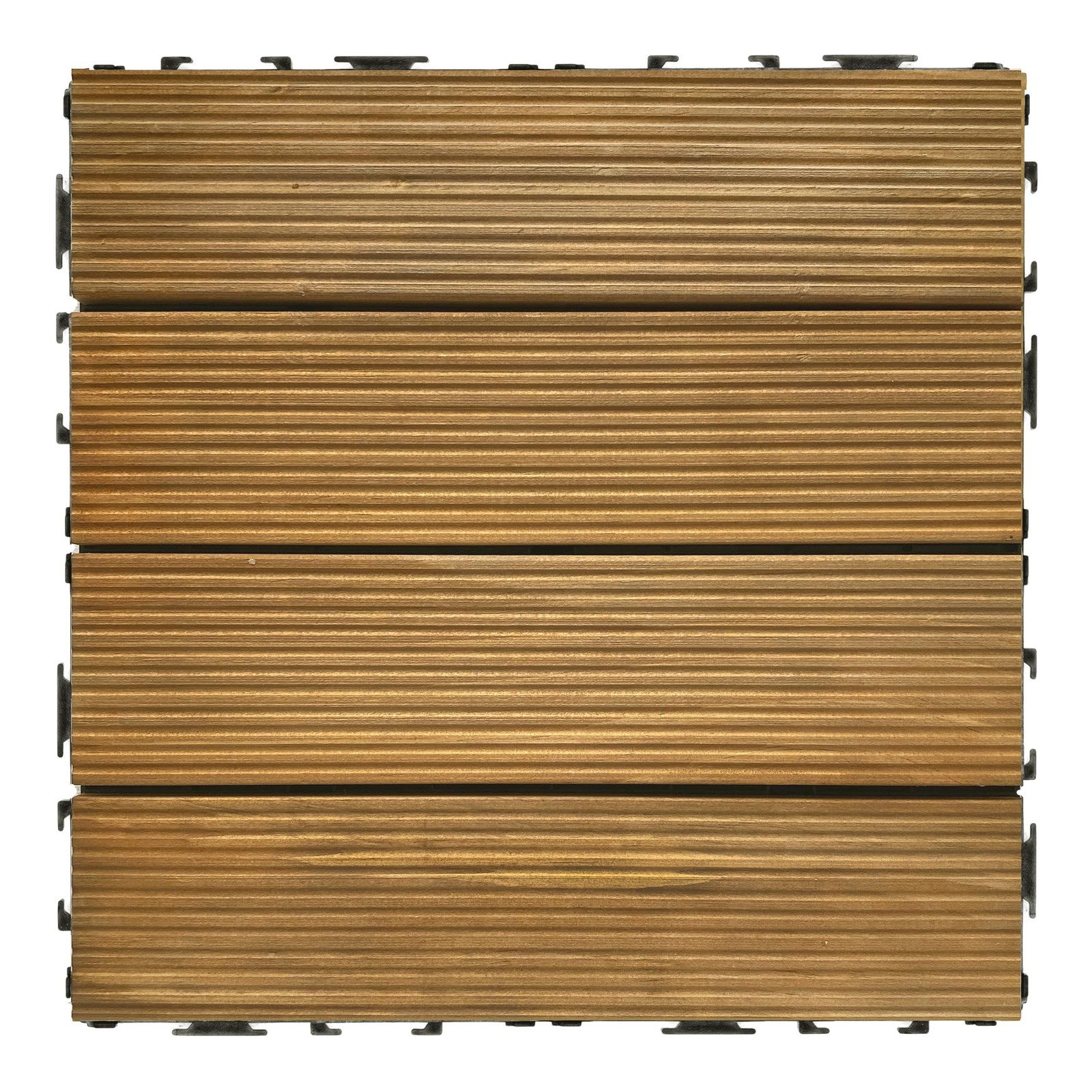 OutdoorZ Interlocking 12-Inch Deck Tiles, 27 Tiles – 12″ x 12″, Plank Honey O…