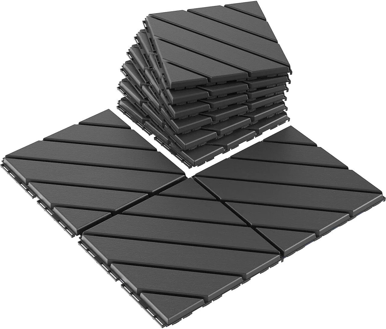 VANCASTLE 9 Pack Interlocking Deck Tiles, 12″x12″ Patio Pavers, Heavy Duty Plast