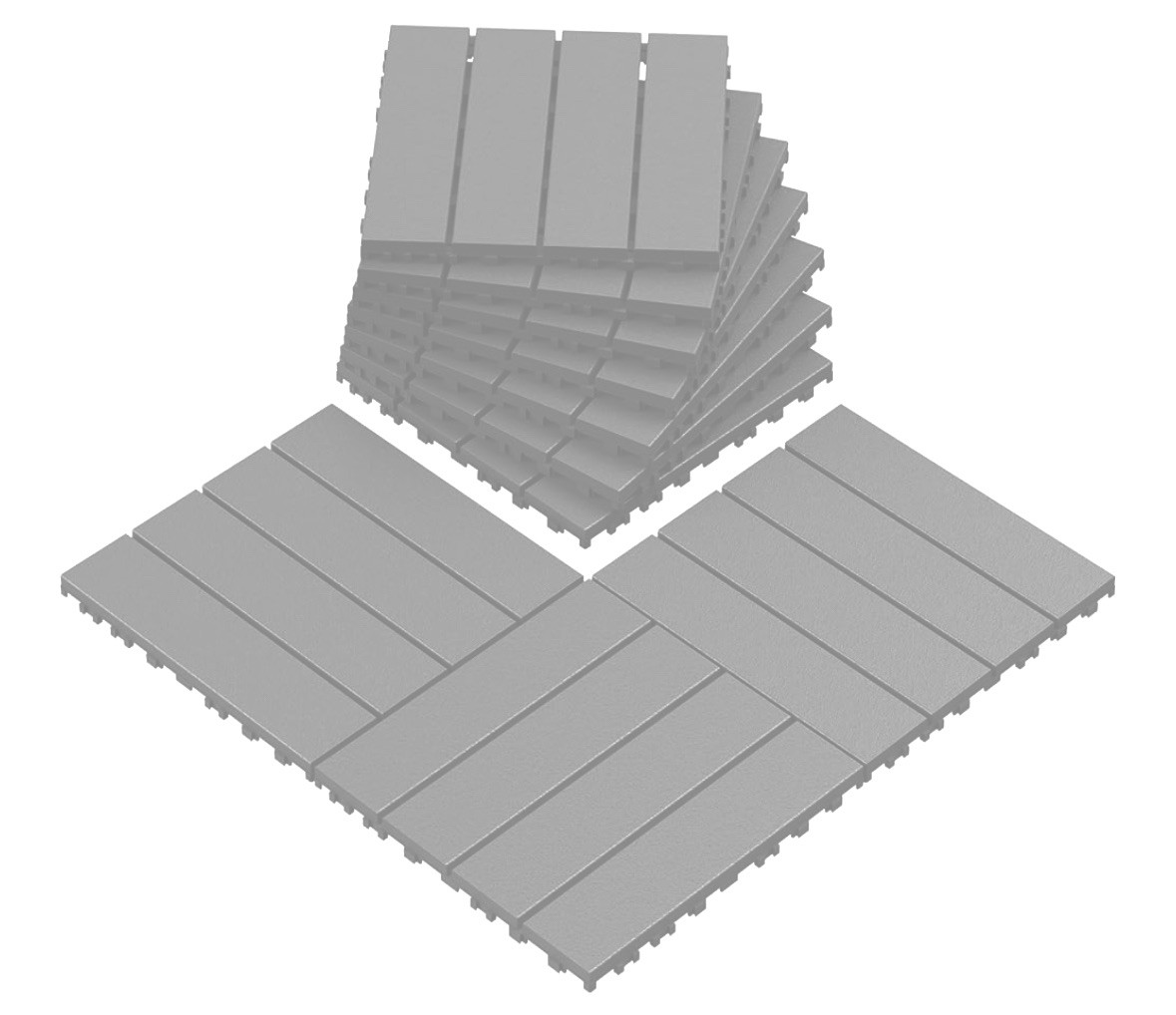 9 Pack 12” Deck Tiles Plastic Interlocking Patio Flooring Light Grey
