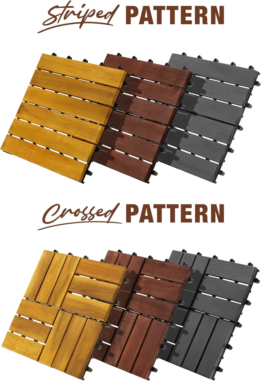 Wood Interlocking Deck Tiles, ” Patio Flooring, Waterproof