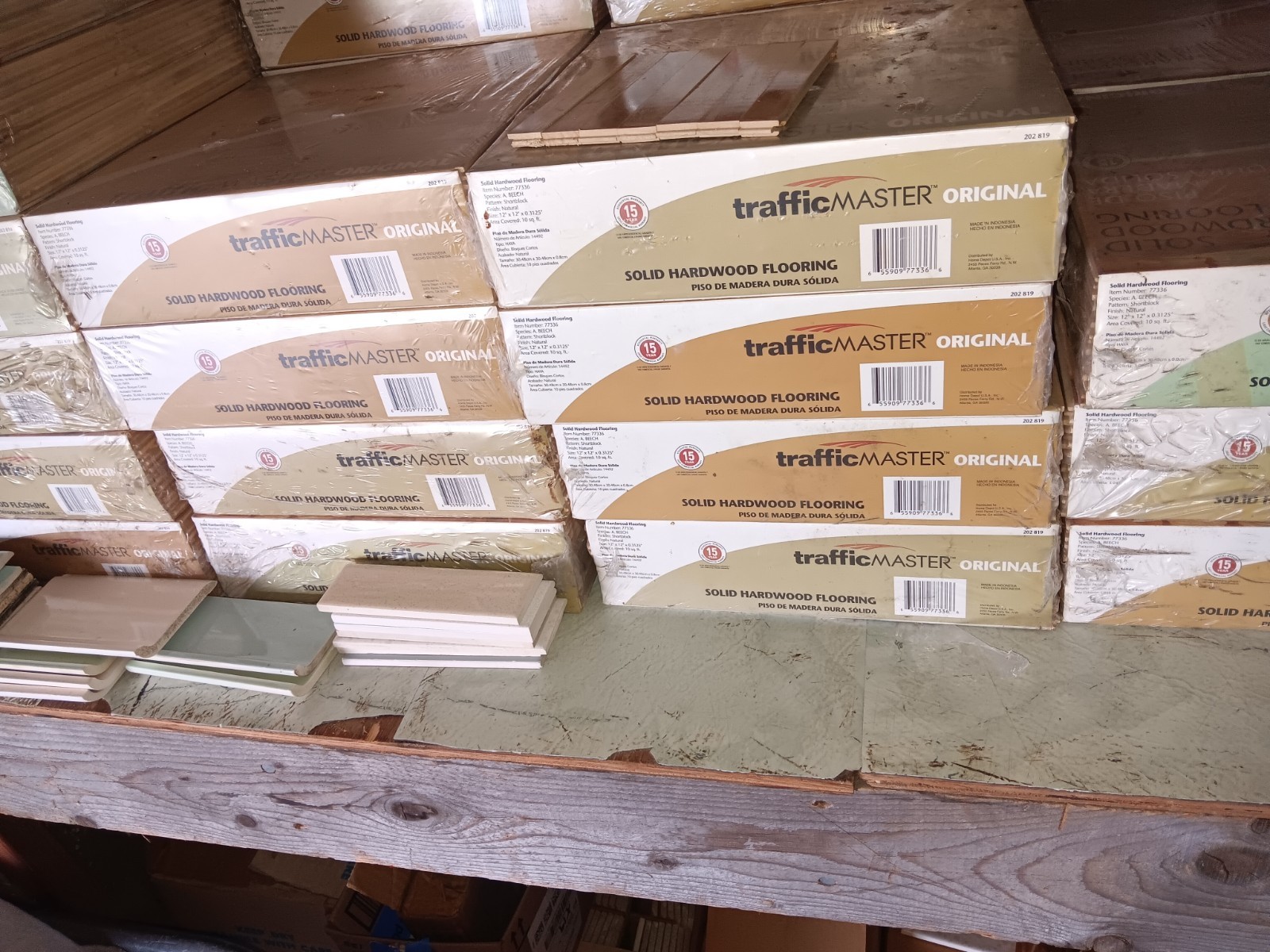 PARQUET FLOOR: 6 Sq Feet! 7-finger Parquet Solid Wood Floor Tiles 12″x12″x5/16