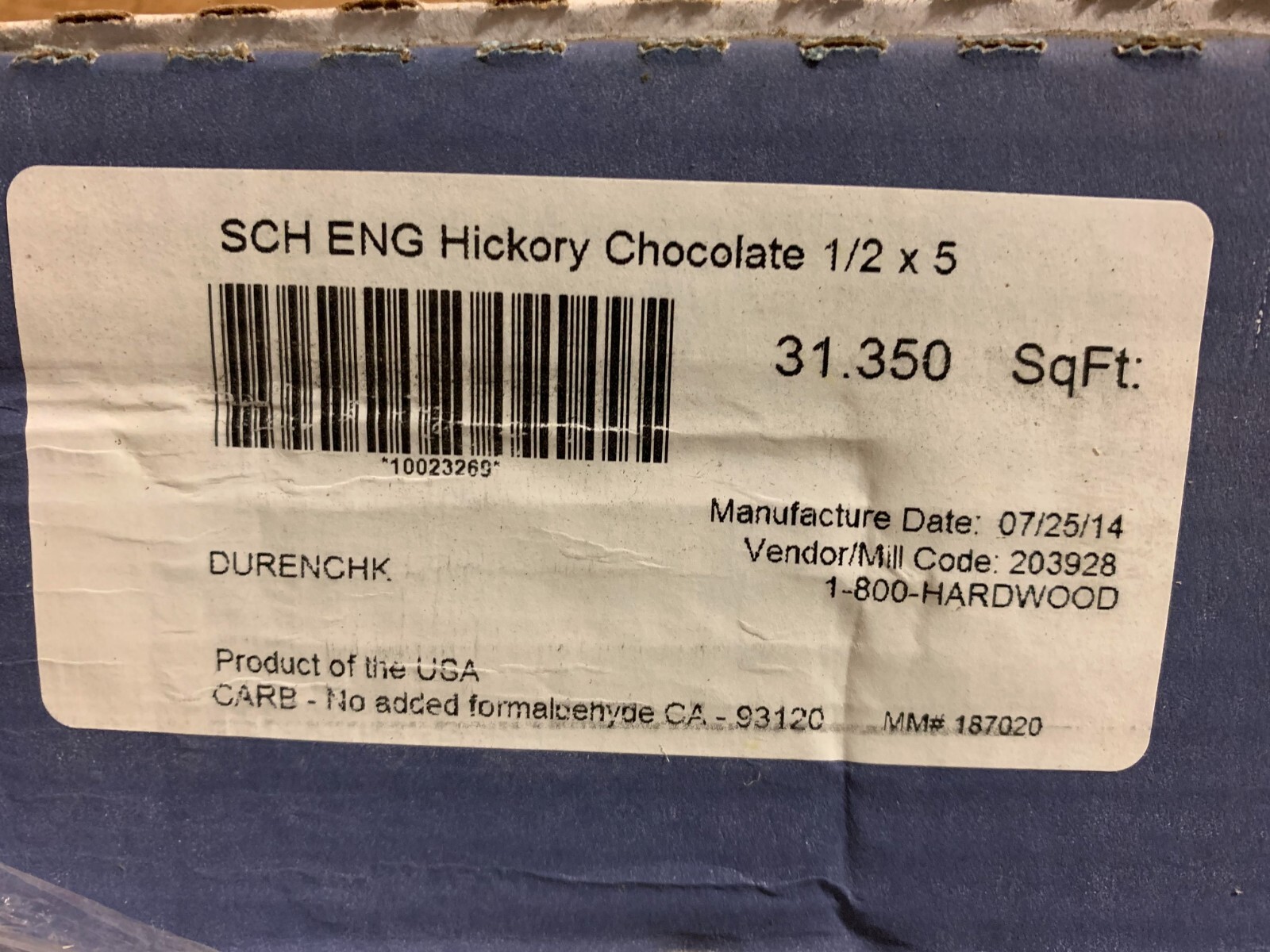 Mannington SCHON Hardwood Flooring DURENCHK ENG HICKORY CHOCOLATE 1/2 x 5
