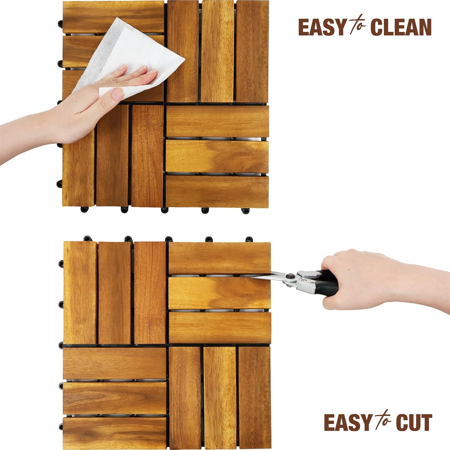 Wood Interlocking Deck Tiles, ” Patio Flooring, Waterproof