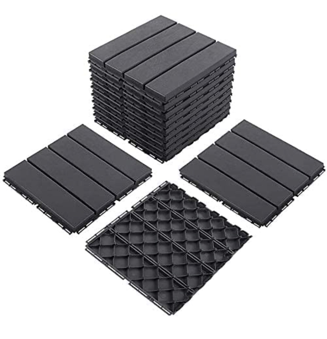 27pcs Deck Patio Tile Interlocking Wood Flooring Pavers Tiles Outdoor 12”x 12”