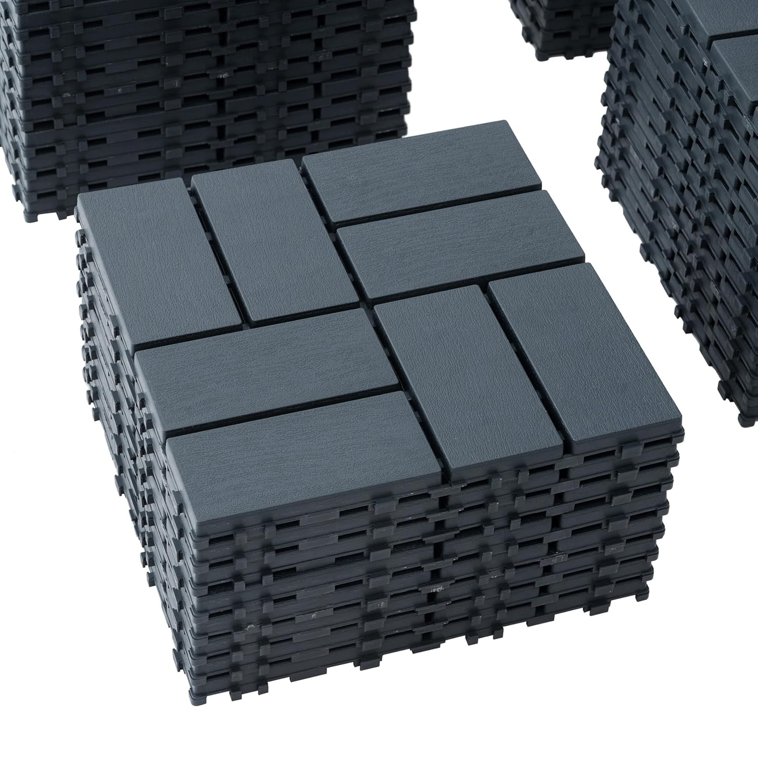 Plastic Interlocking Deck Tiles 44 PCS 12×12 Inches Waterproof Outdoor Patio