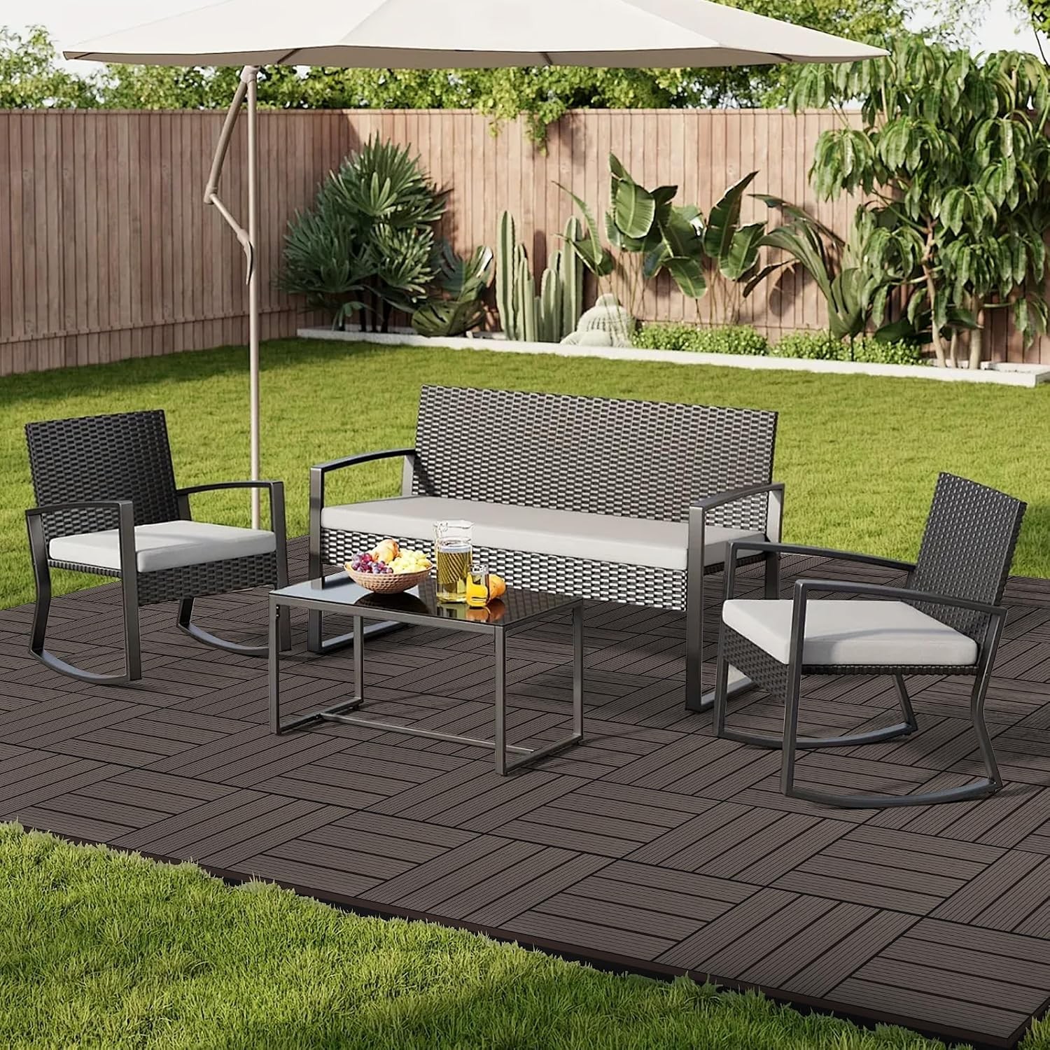 Composite Interlocking Deck Tiles Waterproof 12″x12″ Outdoor Decking Tiles