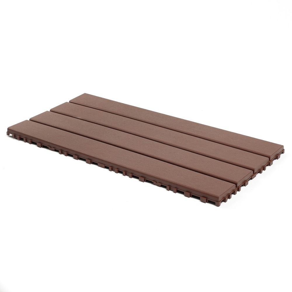 24 PCS Interlocking Deck Tiles Polypropylene DIY Flooring Tiles Red Brown