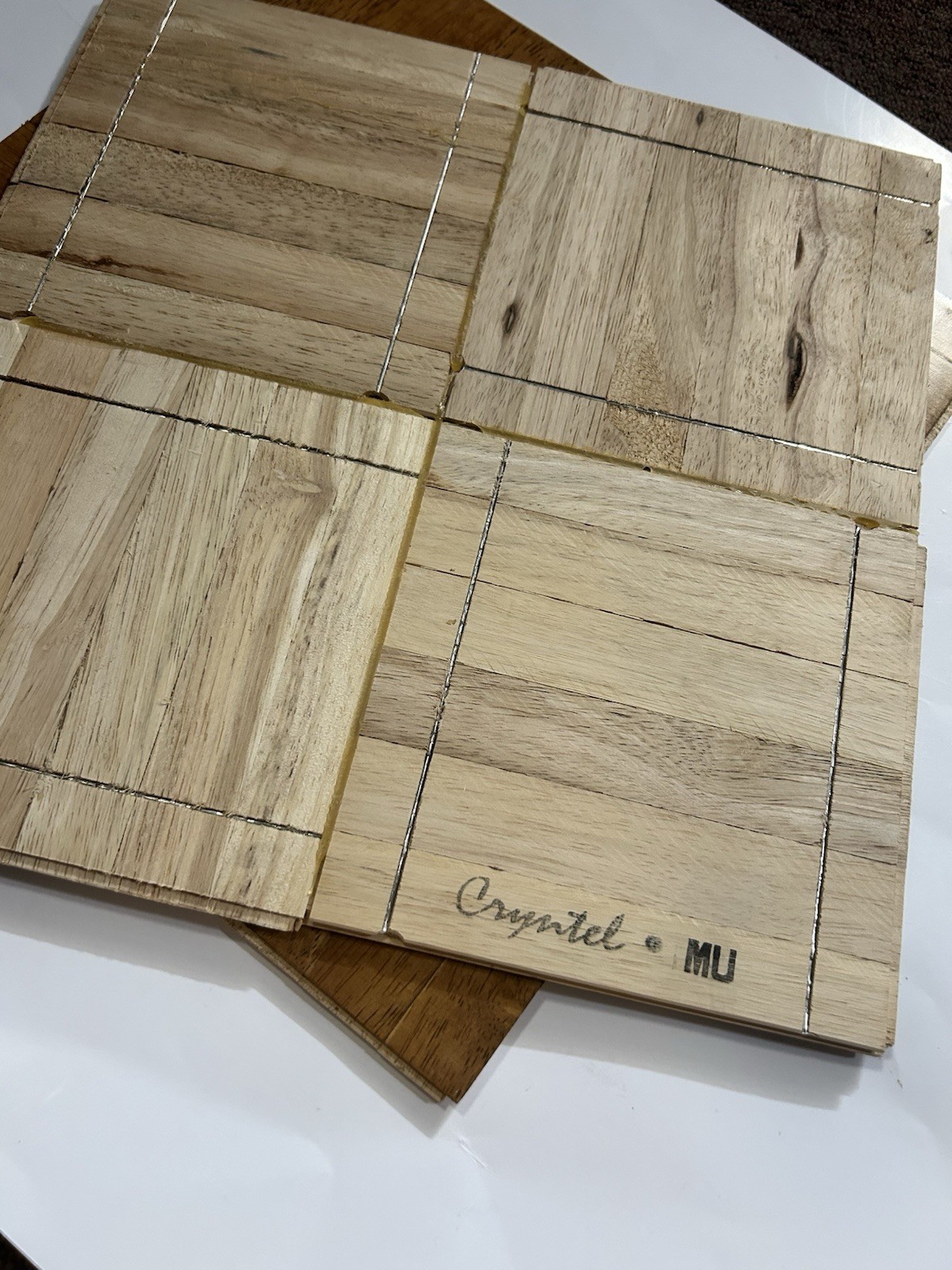 Cryntel 12×12 CHESNUT Hevea Parquet Tile Flooring (10 Tiles/Package) NEW!