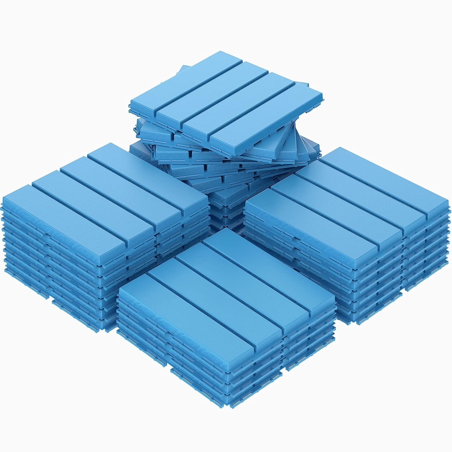 Durable Plastic Deck Tiles 27 Pack 12 Inch Dark Blue for Patio Poolside Backyard