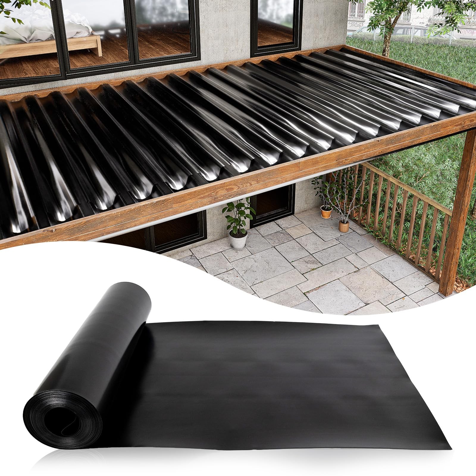 50FT Black Under Deck Drainage System HDPE Waterproof Membrane for Joists