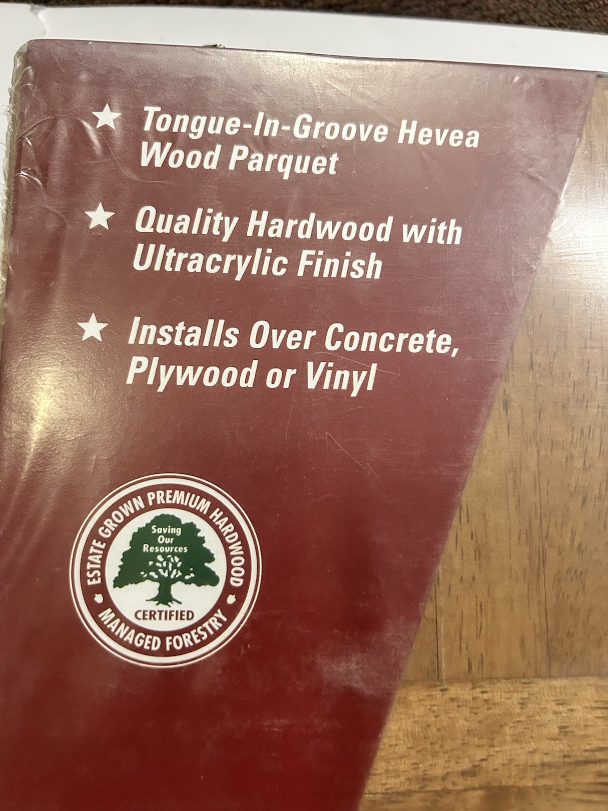 Cryntel 12×12 CHESNUT Hevea Parquet Tile Flooring (10 Tiles/Package) NEW!